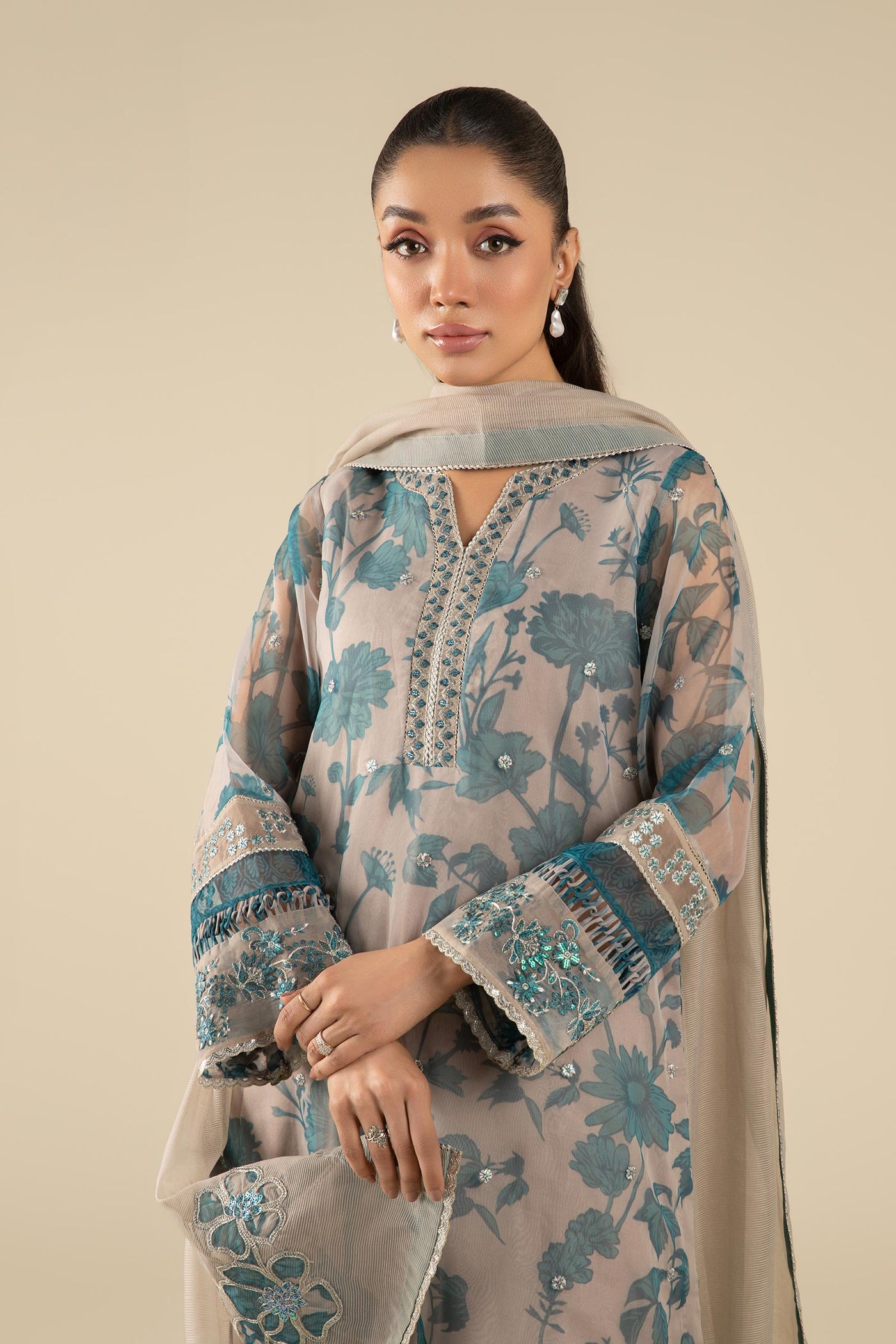 2 Pc Embroidered Organza Suit | MB-FS25-27