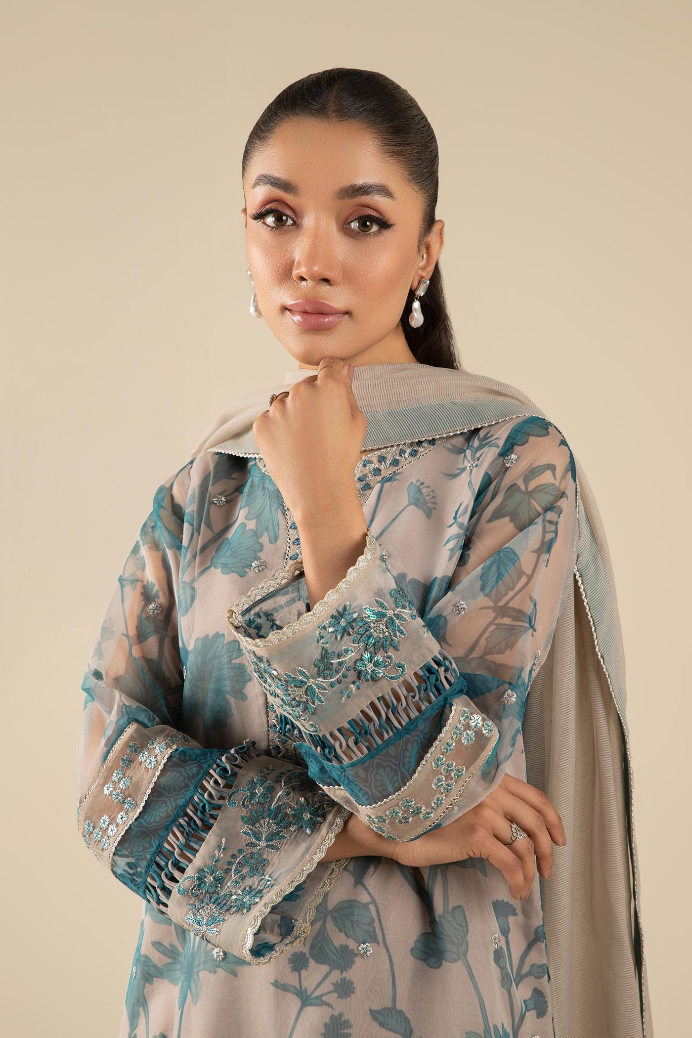 2 Pc Embroidered Organza Suit | MB-FS25-27
