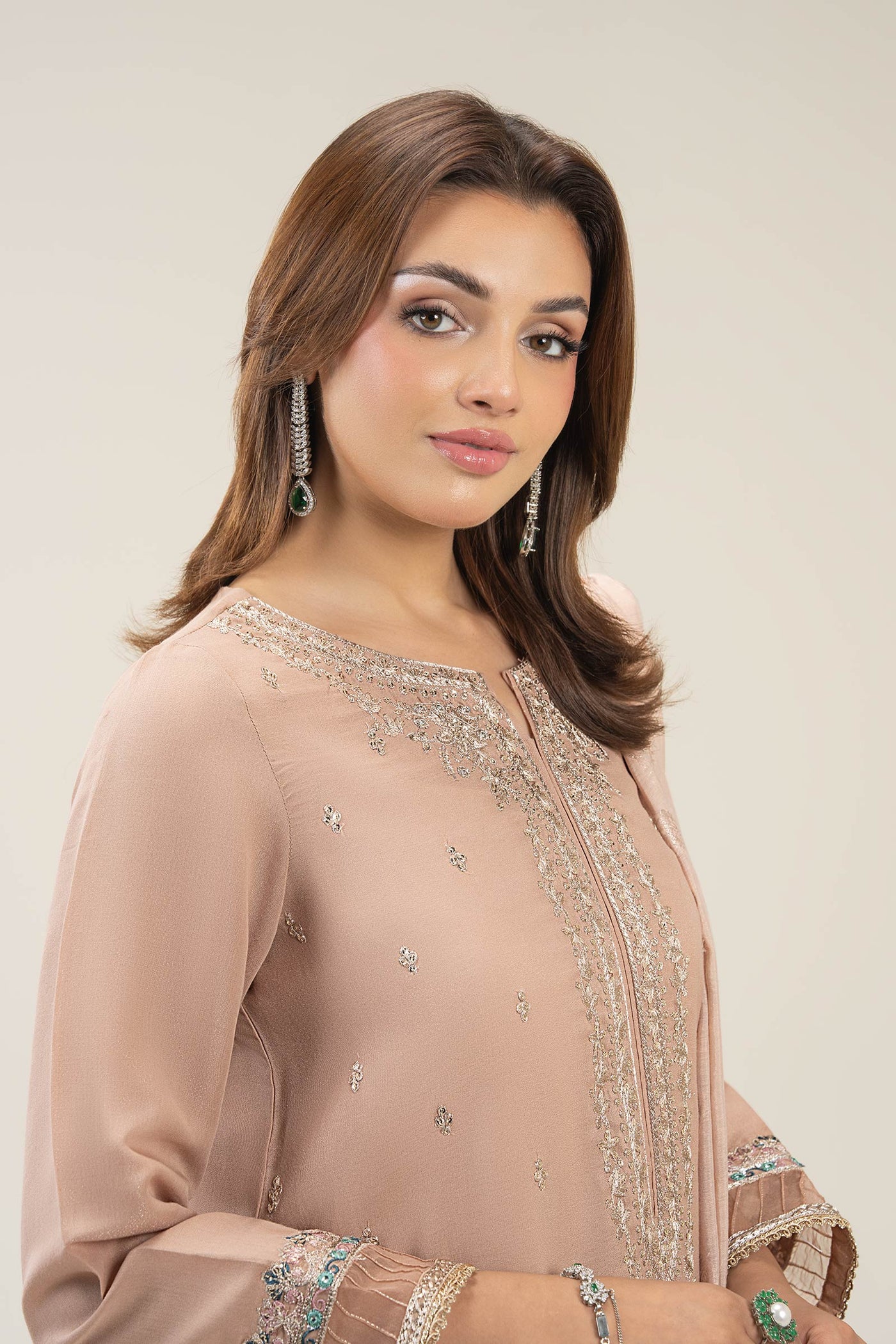 3 Pc Embroidered Shimmer Silk Suit | MB-FS25-31
