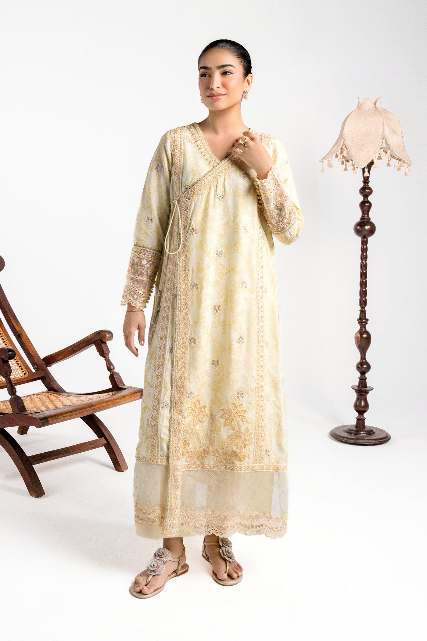 2 Pc Embroidered Raw Silk Suit