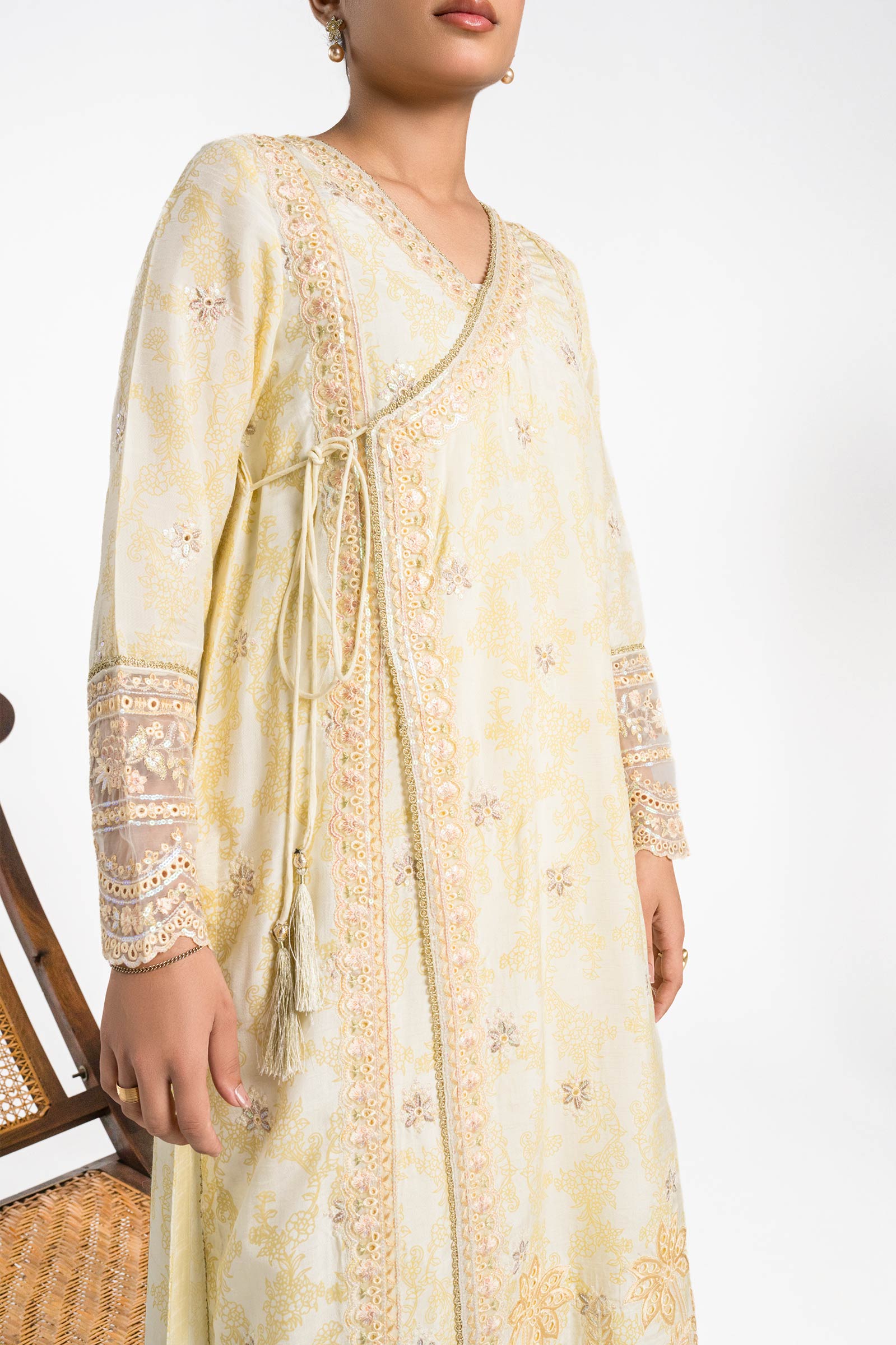 2 Pc Embroidered Raw Silk Suit