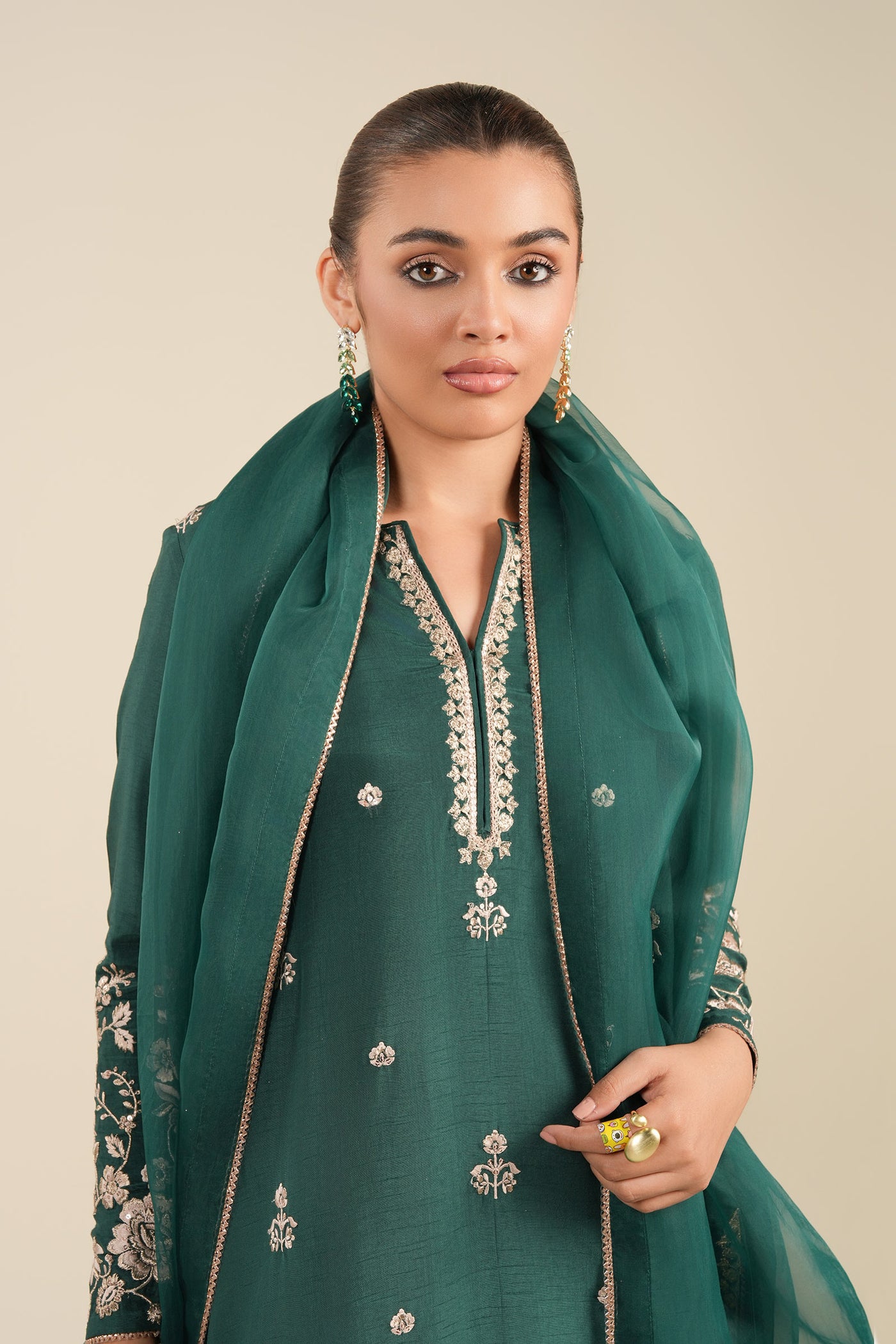 2 Pc Embroidered Bamberg Raw Silk Suit | MB-FS25-38