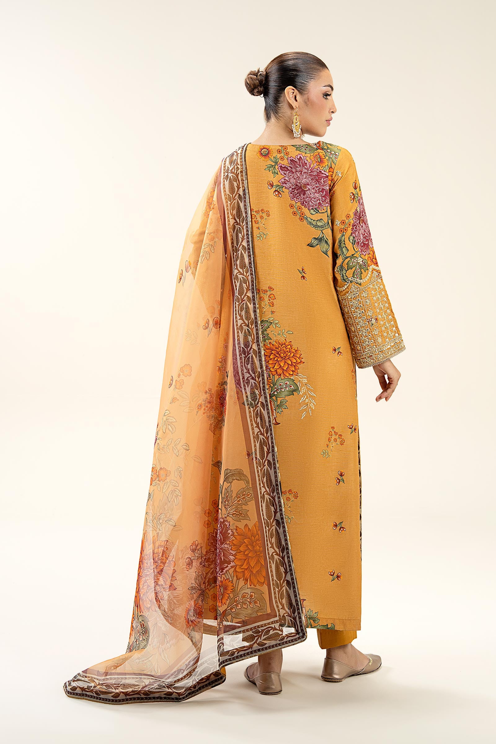 2 Pc Embroidered Bamberg Raw Silk Suit
