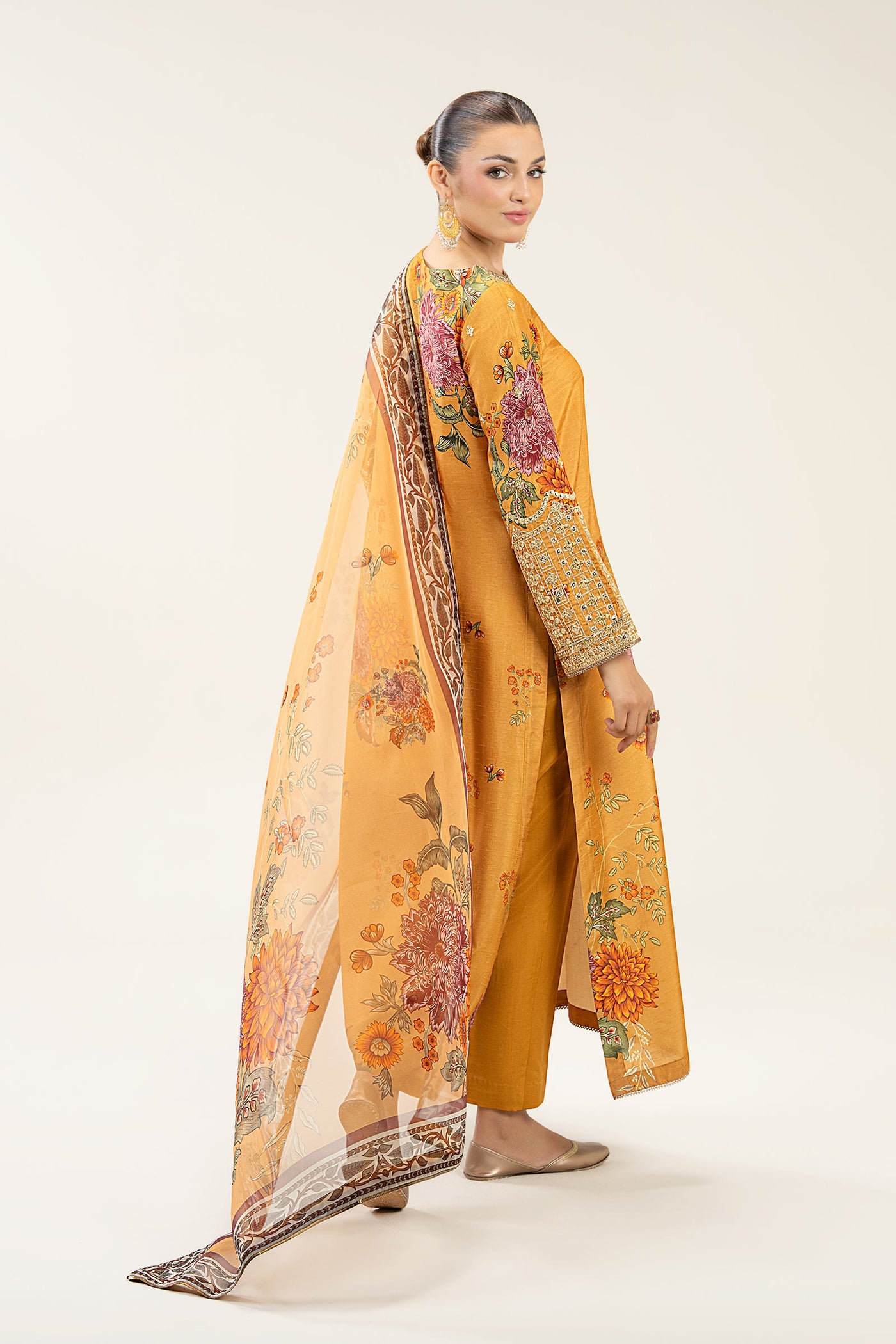 2 Pc Embroidered Bamberg Raw Silk Suit