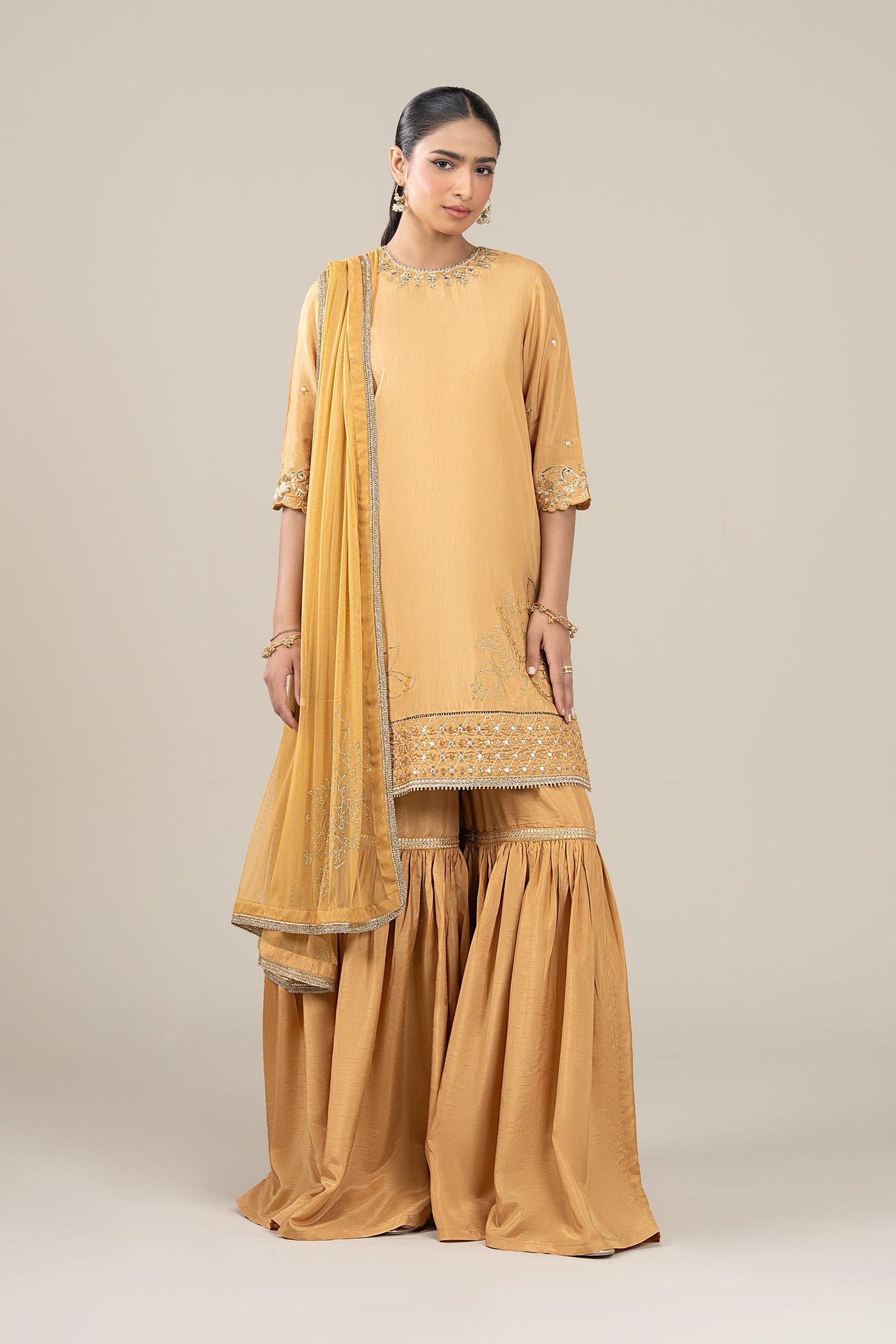 3 Pc Embroidered Bamberg Raw Silk Suit
