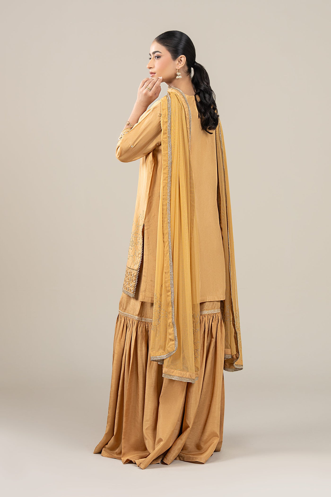 3 Pc Embroidered Bamberg Raw Silk Suit