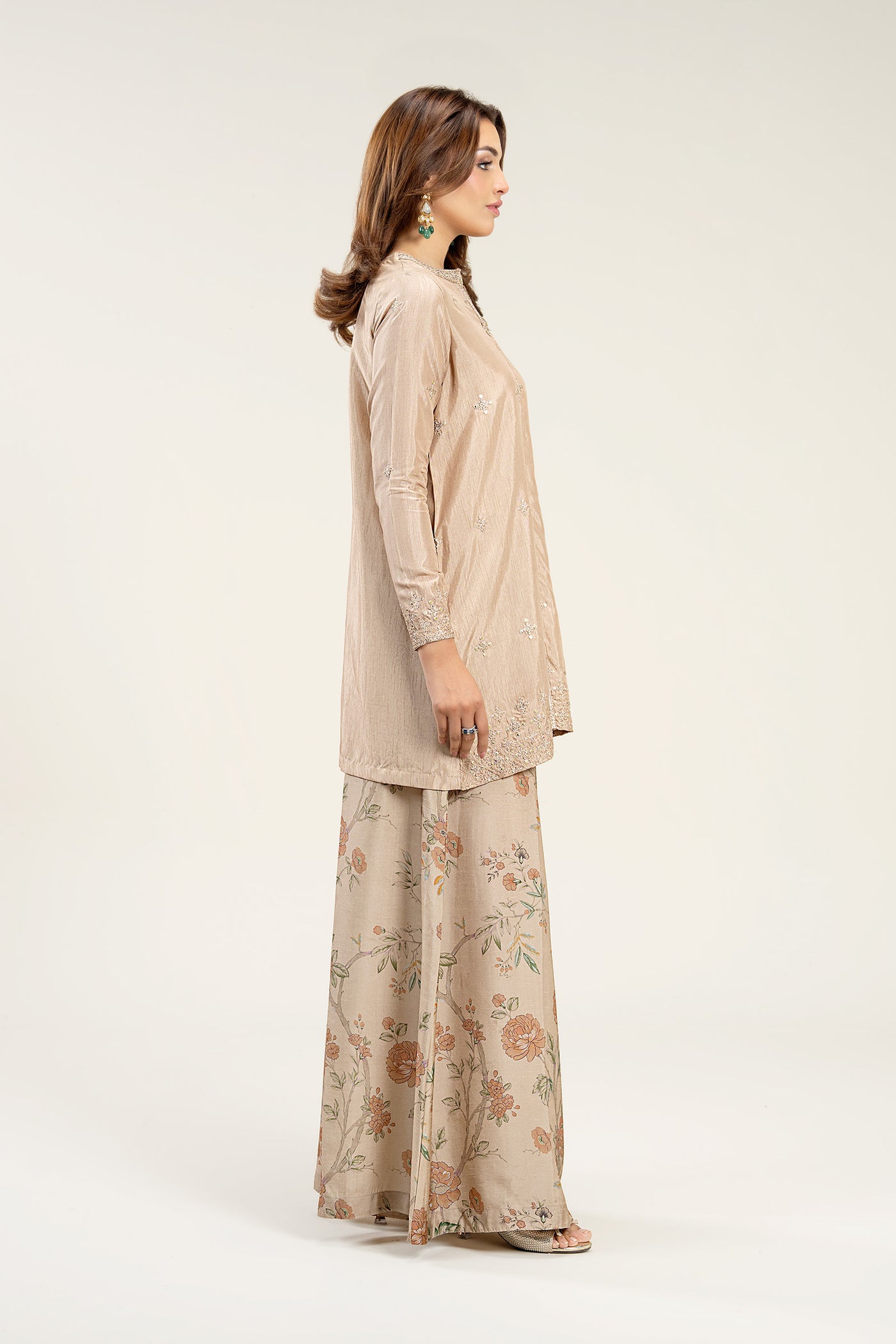 2 Pc Embroidered Bamberg Raw Silk Suit