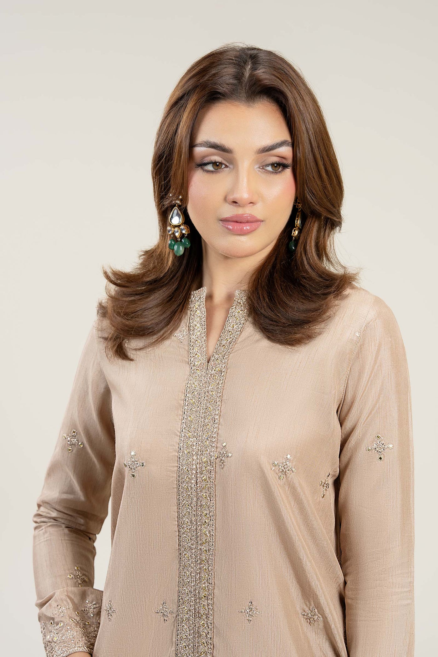 2 Pc Embroidered Bamberg Raw Silk Suit