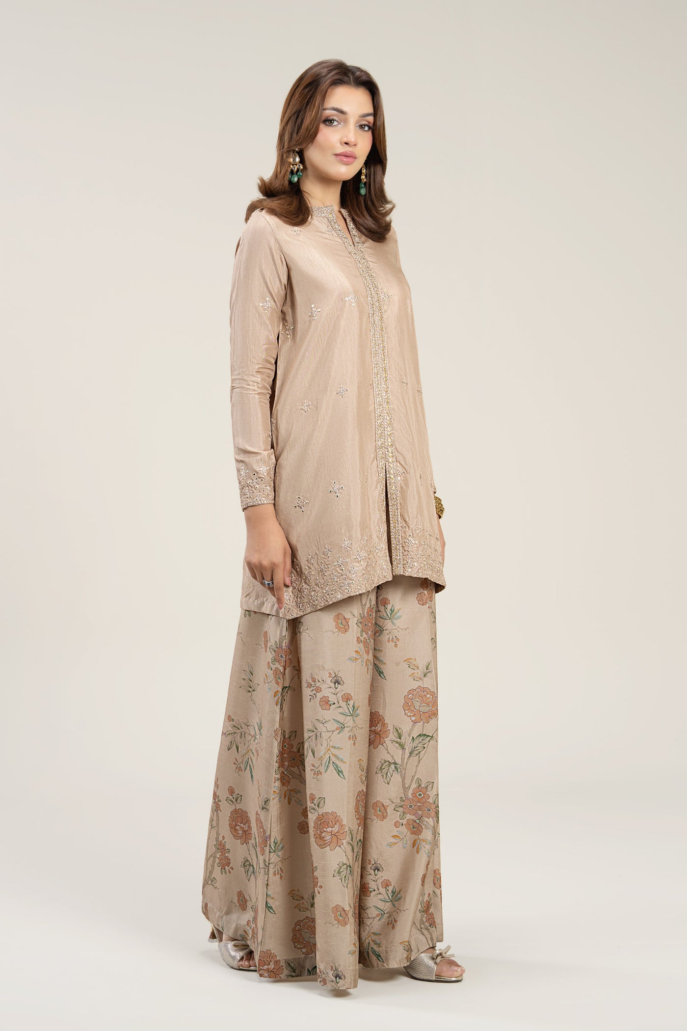 2 Pc Embroidered Bamberg Raw Silk Suit