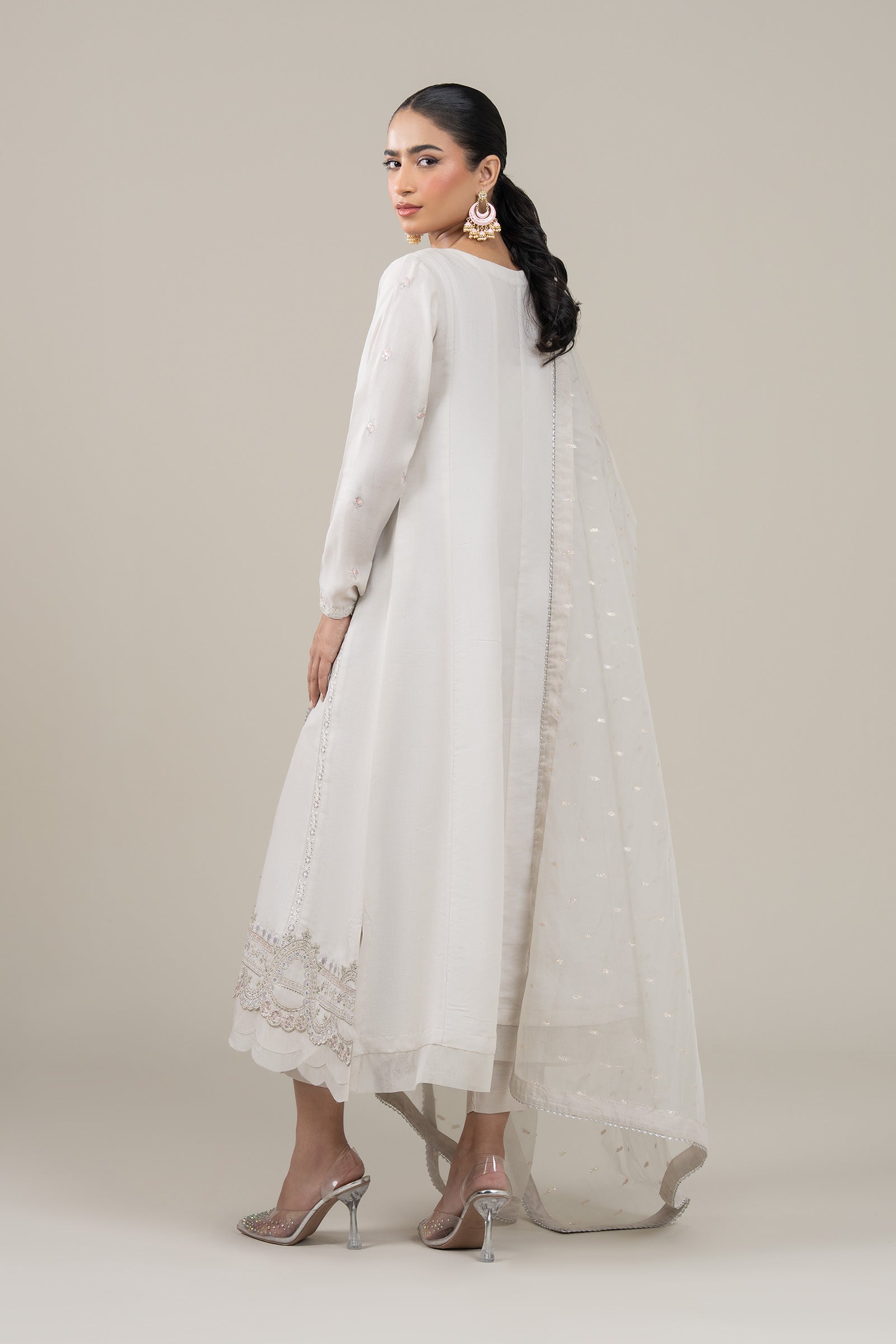 3 Pc Embroidered Shimmer Silk Suit