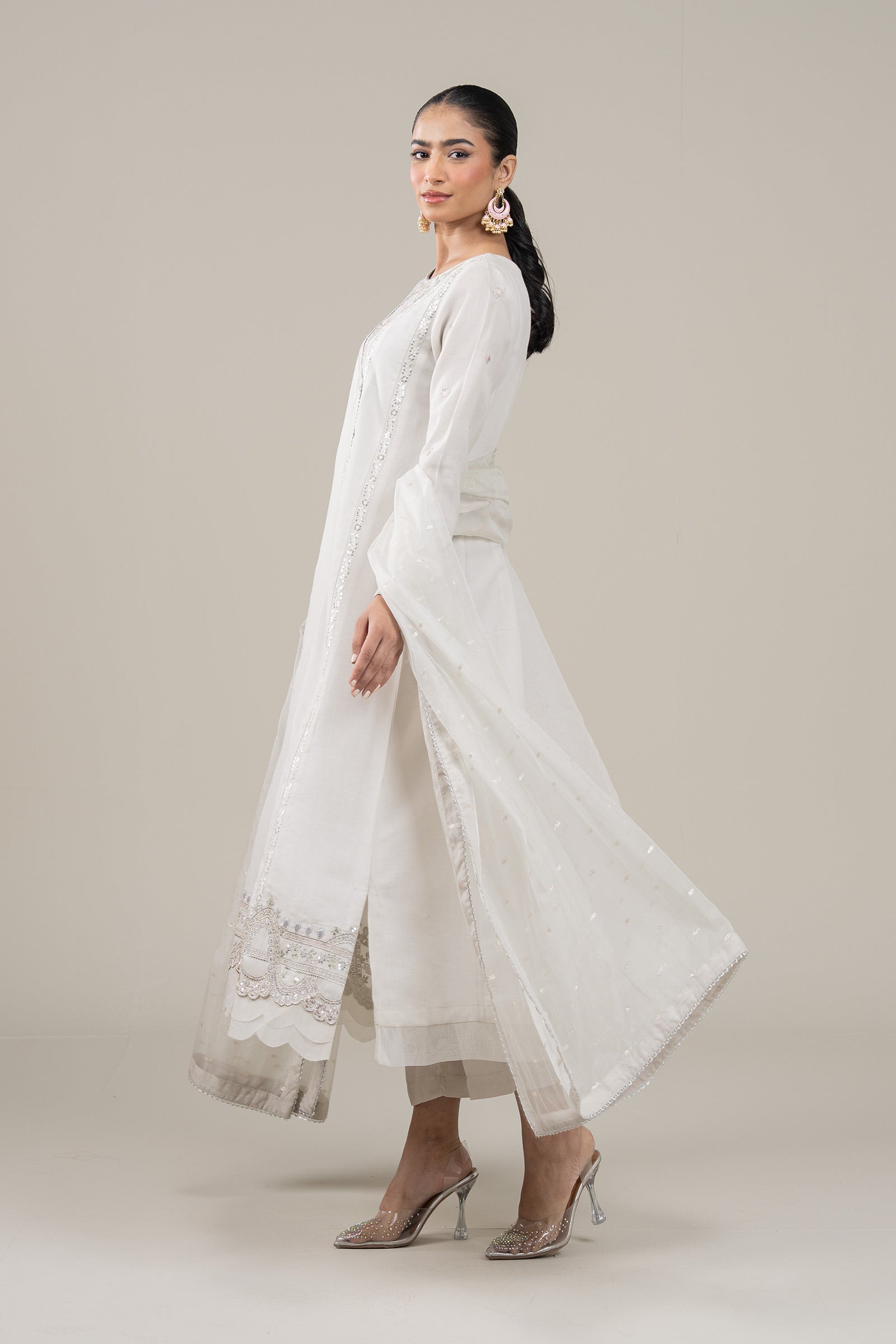 3 Pc Embroidered Shimmer Silk Suit