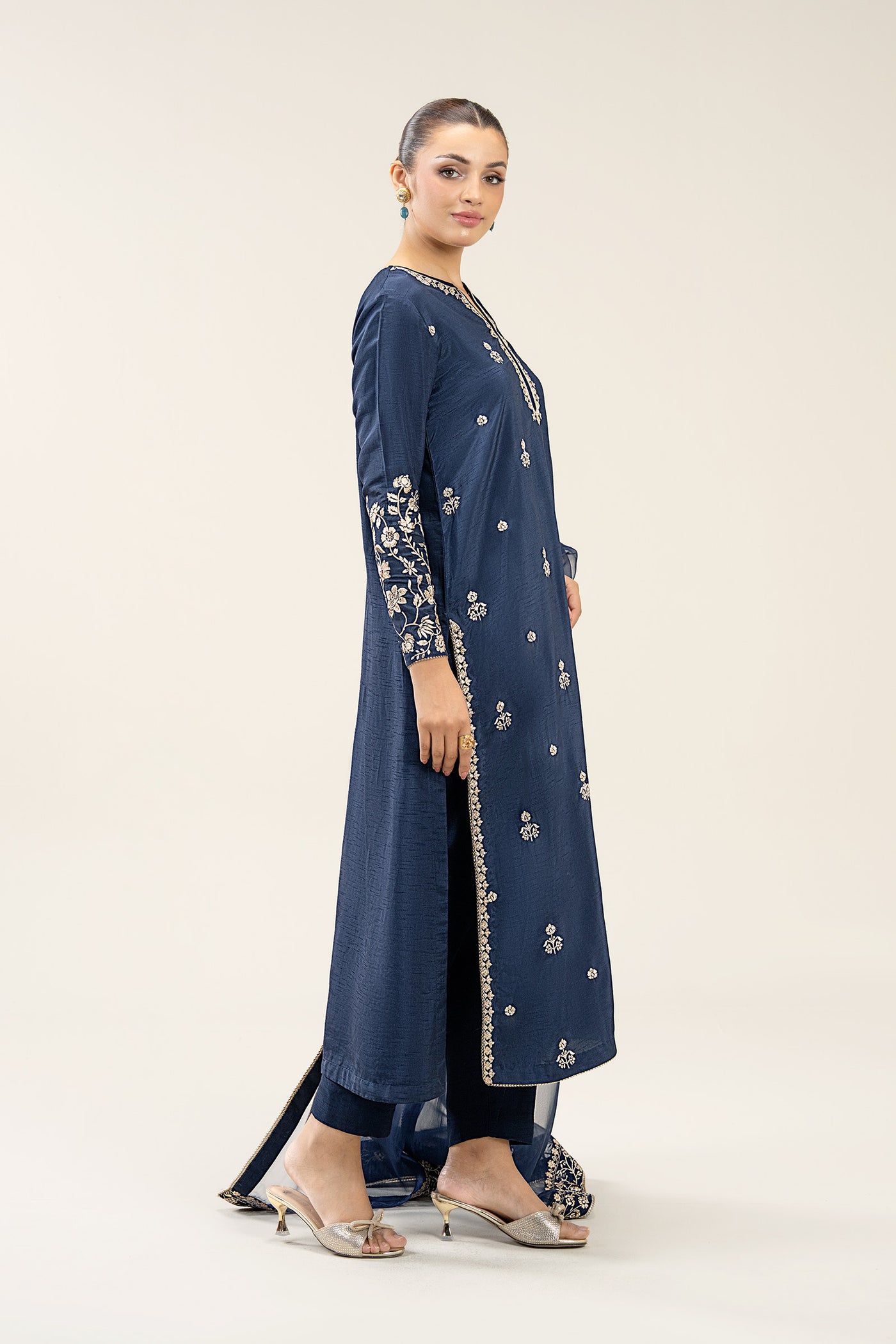 2 Pc Embroidered Bamberg Raw Silk Suit