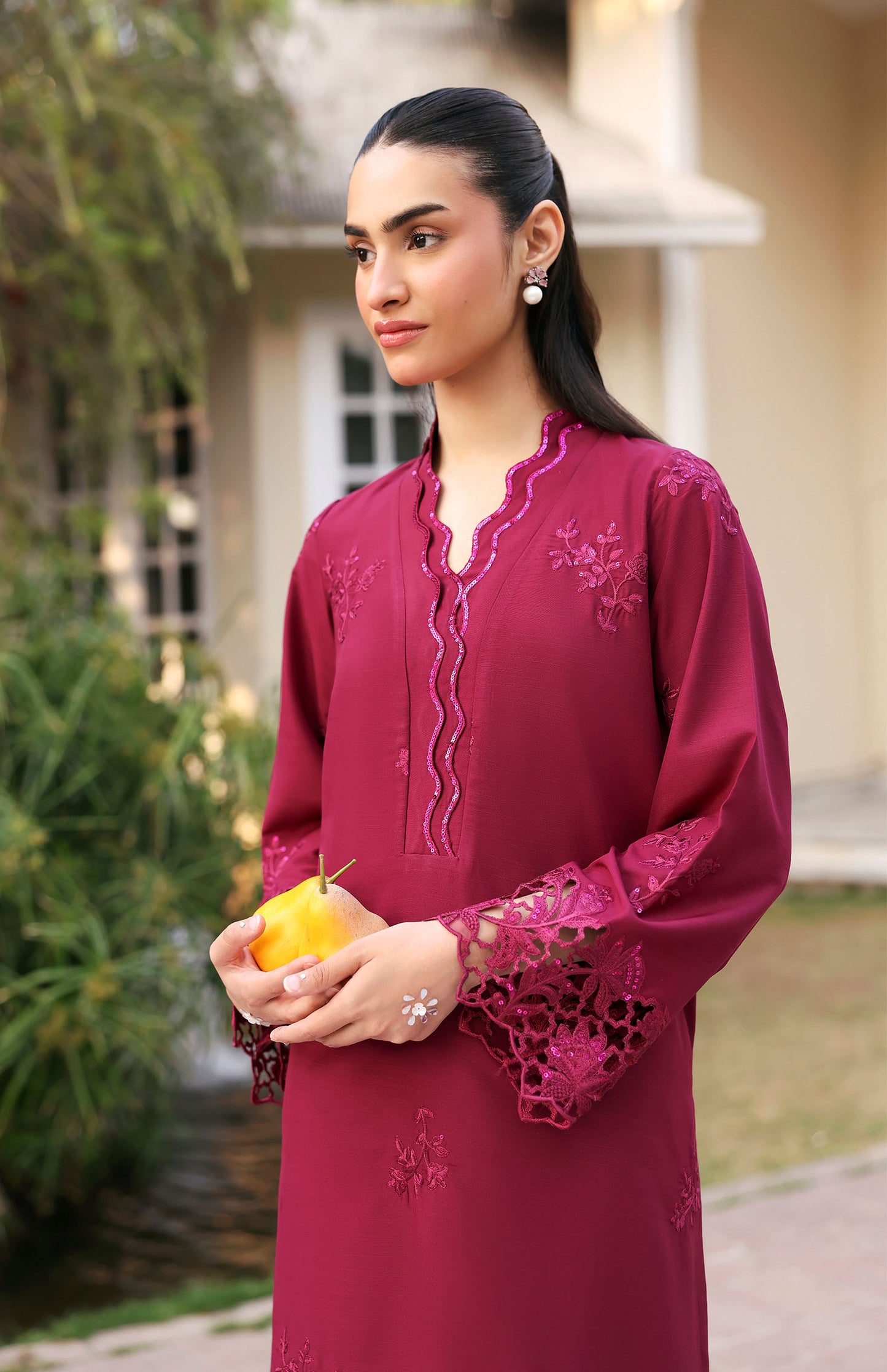 2 Pc Embroidered Bamberg Raw Silk Suit