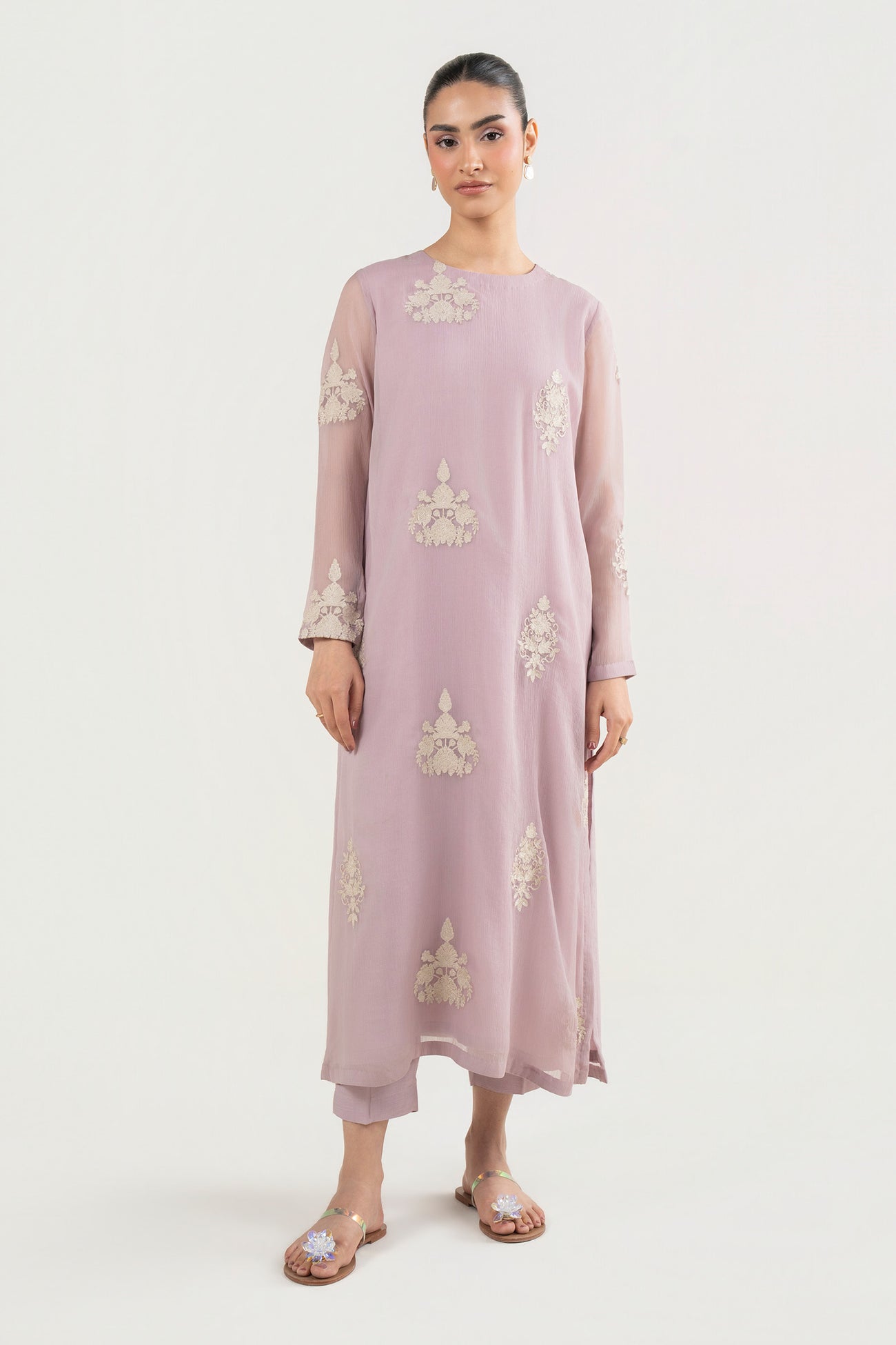 2 Pc Embroidered Chiffon Suit