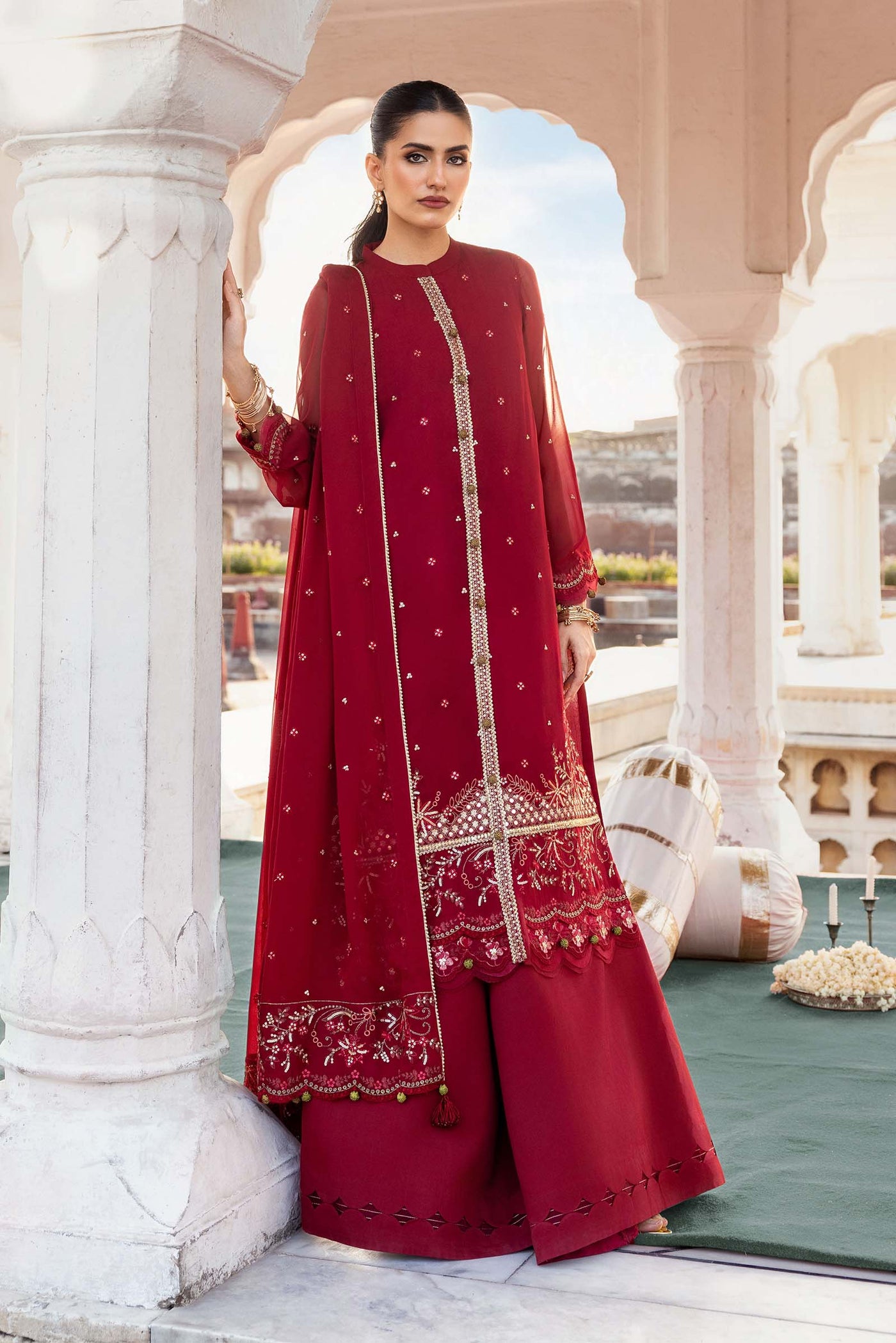 3 Pc Unstitched Embroidered Chiffon Suit