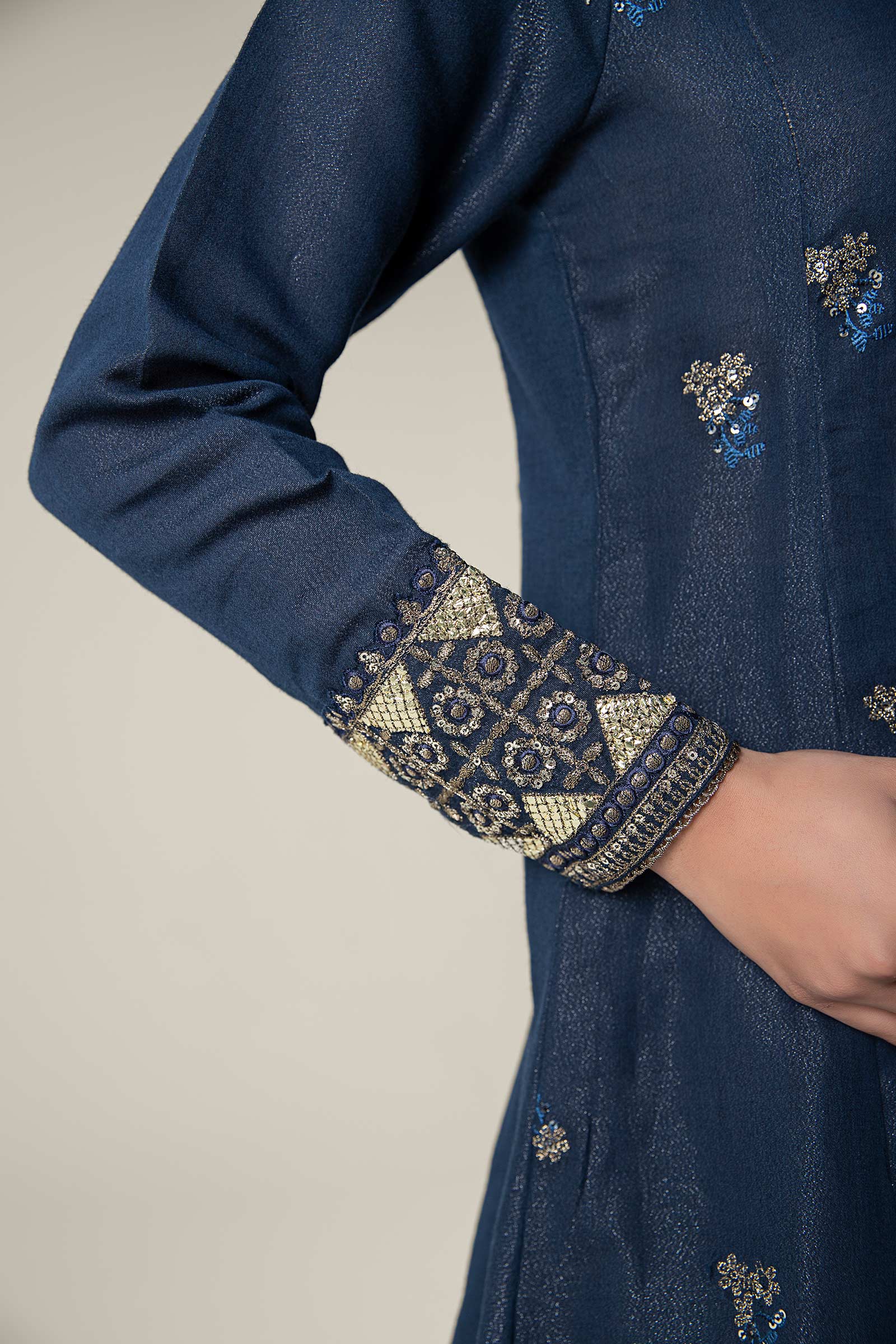 Embroidered Shimmer Silk Pishwas