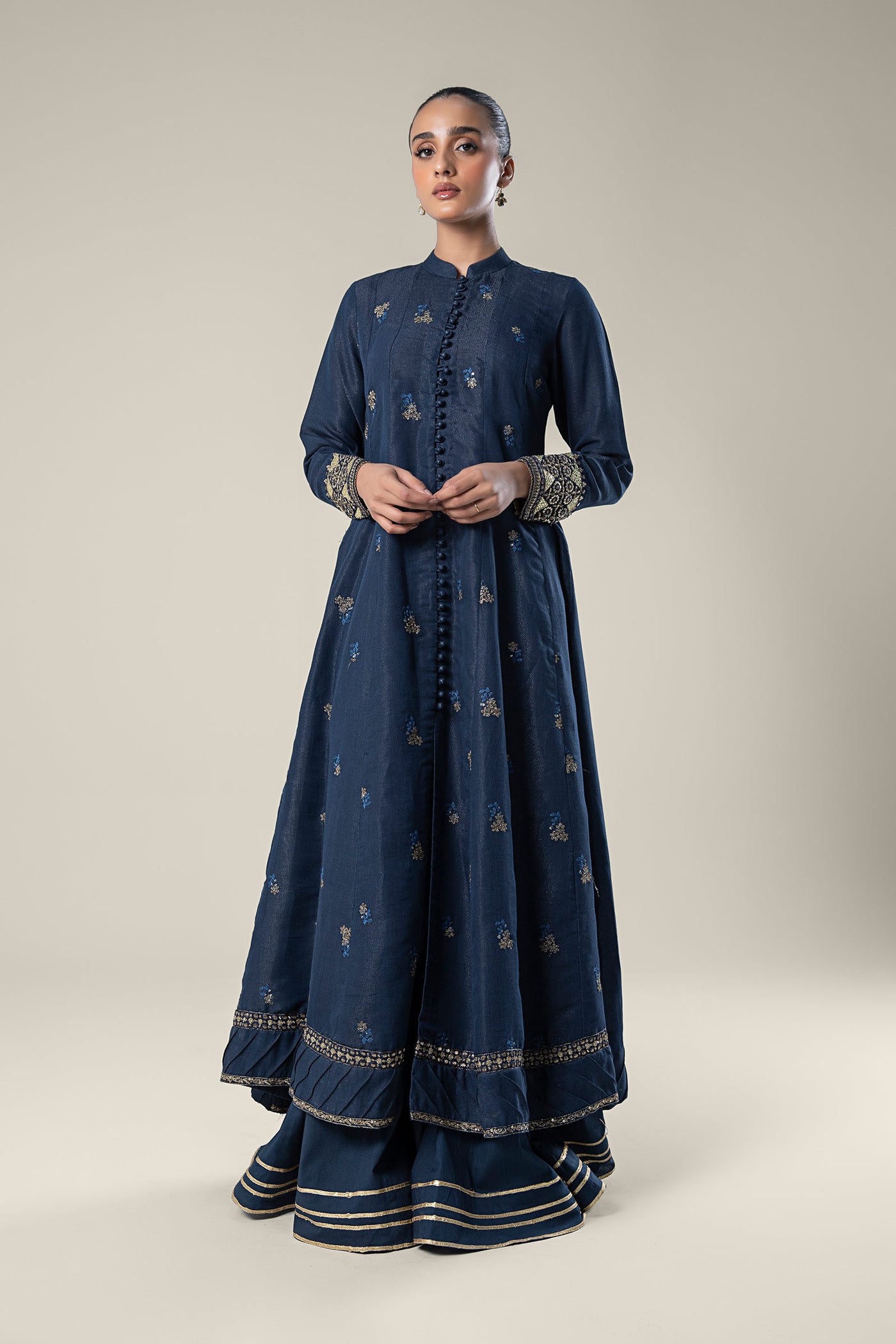 Embroidered Shimmer Silk Pishwas