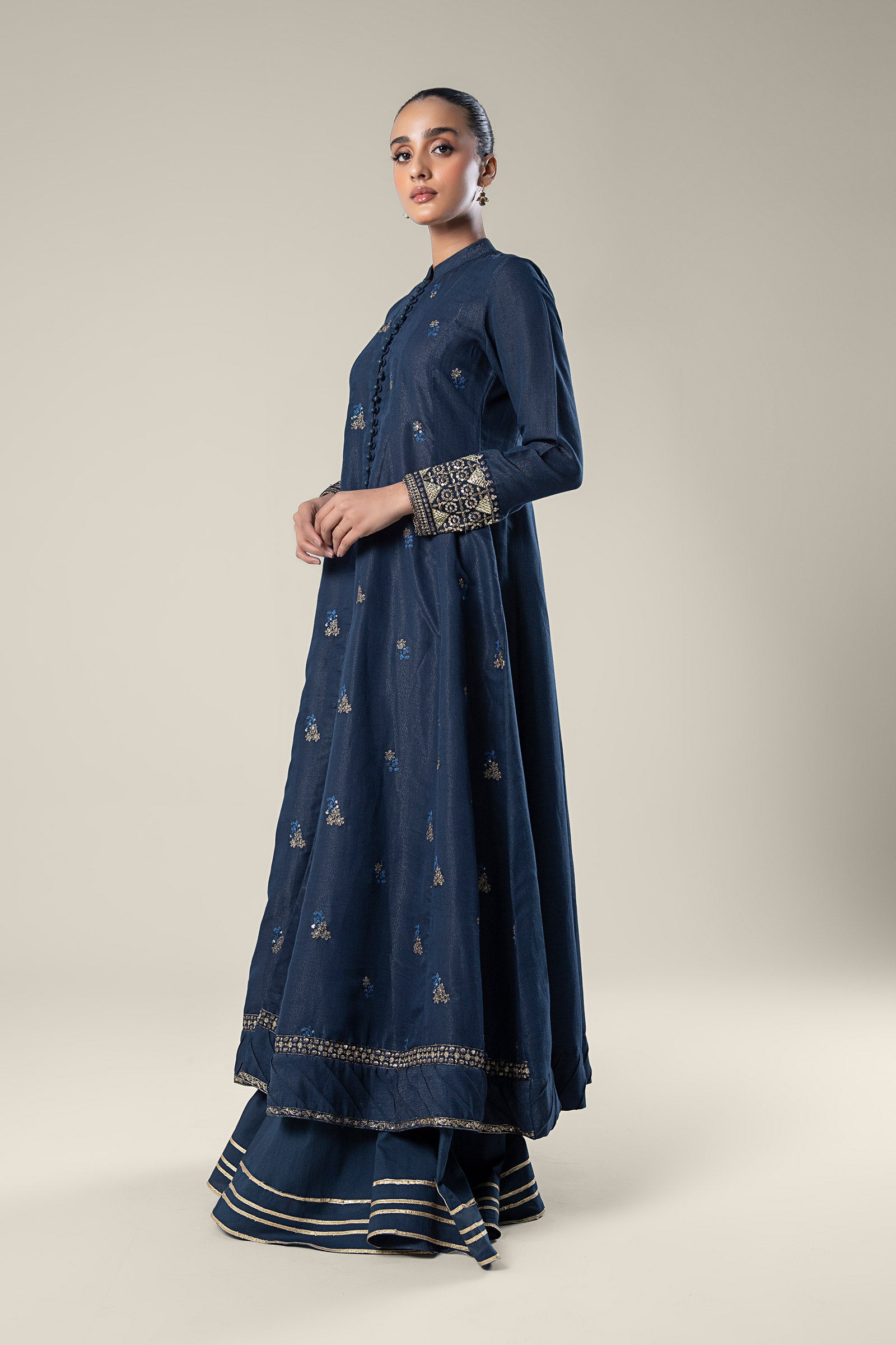 Embroidered Shimmer Silk Pishwas