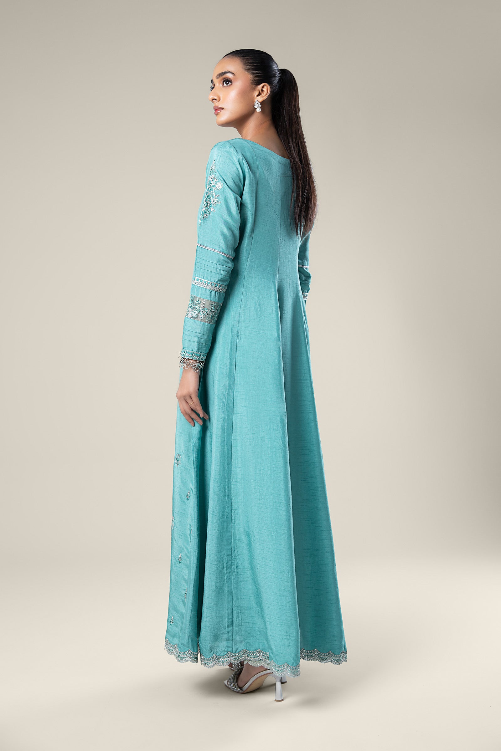 Embroidered Raw Silk Pishwas