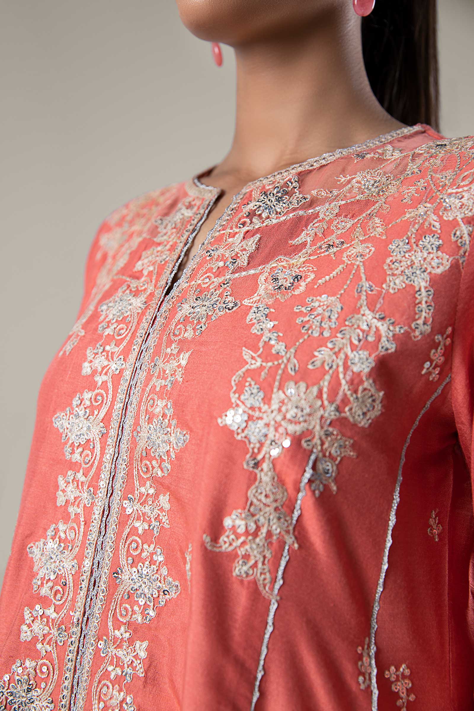 2 Pc Embroidered Khaddi Silk Suit