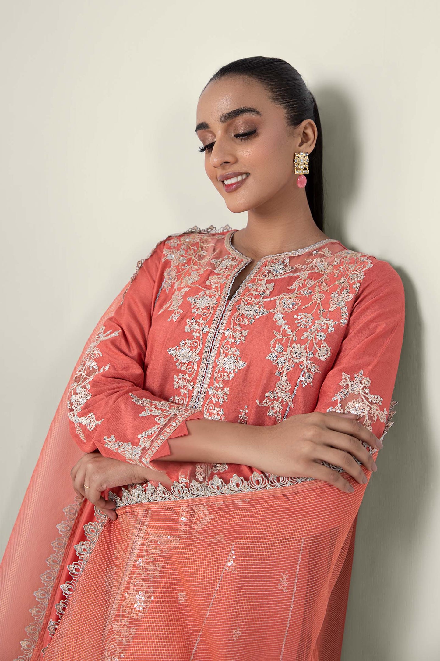 2 Pc Embroidered Khaddi Silk Suit