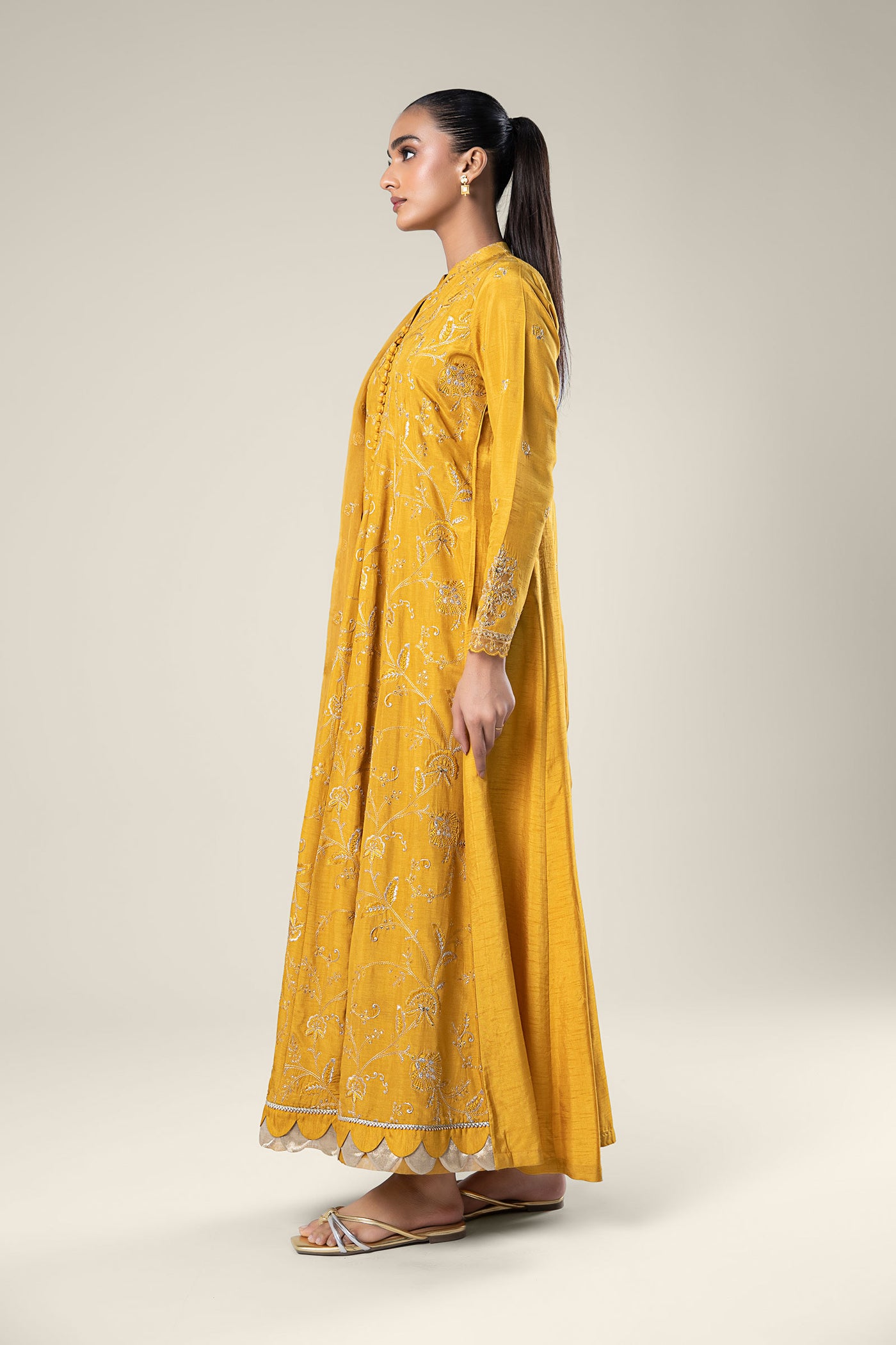 2 Pc Embroidered Raw Silk Suit