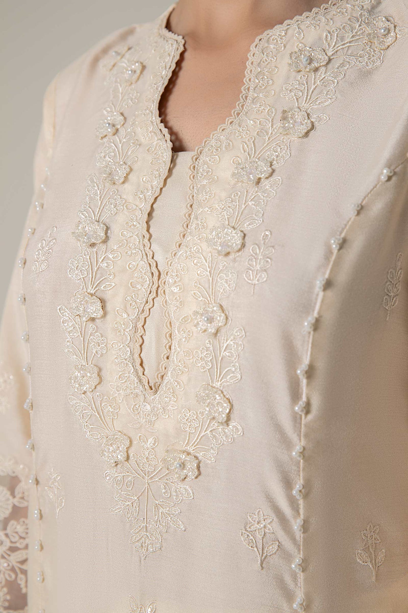 2 Pc Embroidered Khadi Silk Suit