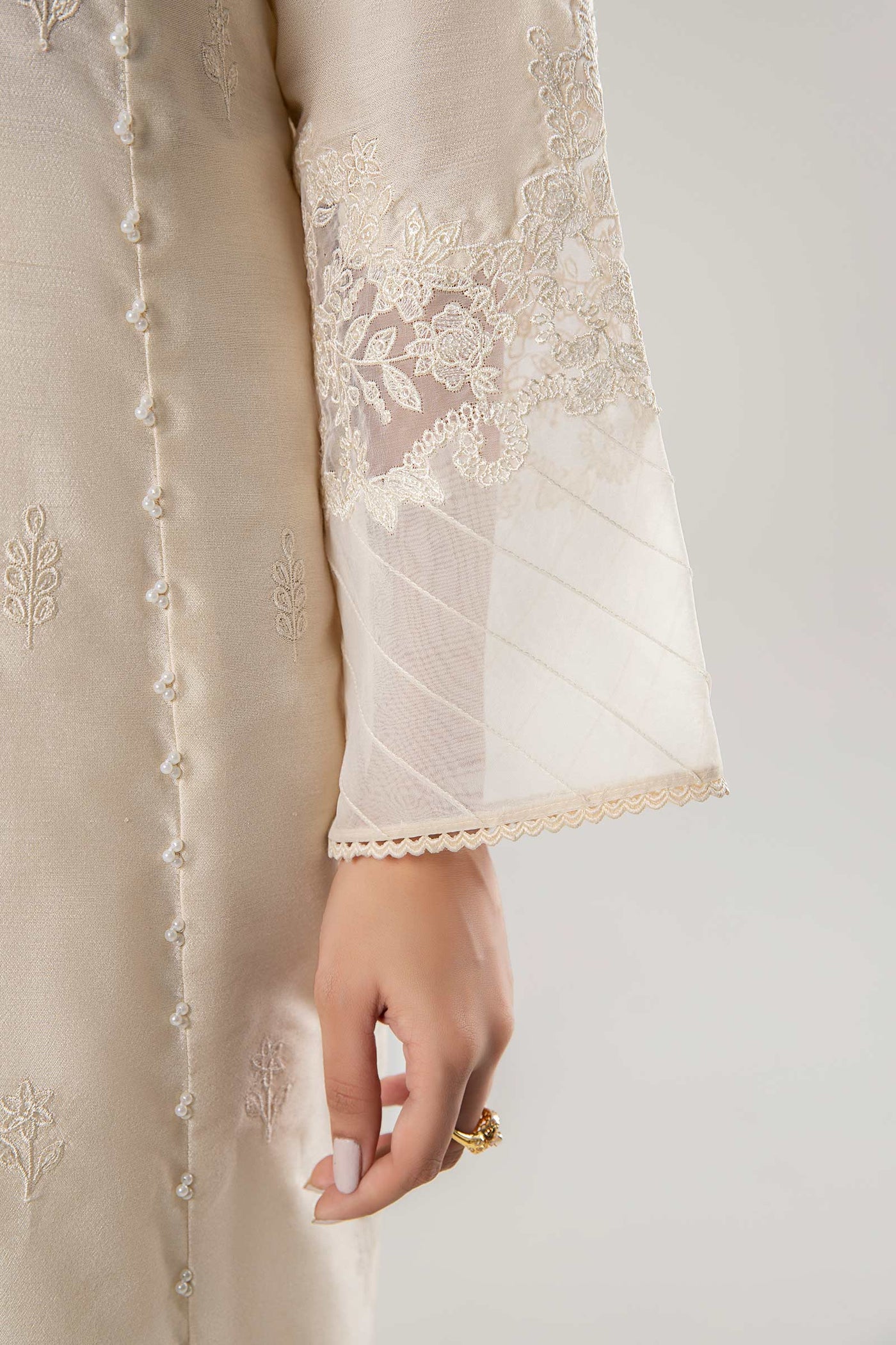 2 Pc Embroidered Khadi Silk Suit