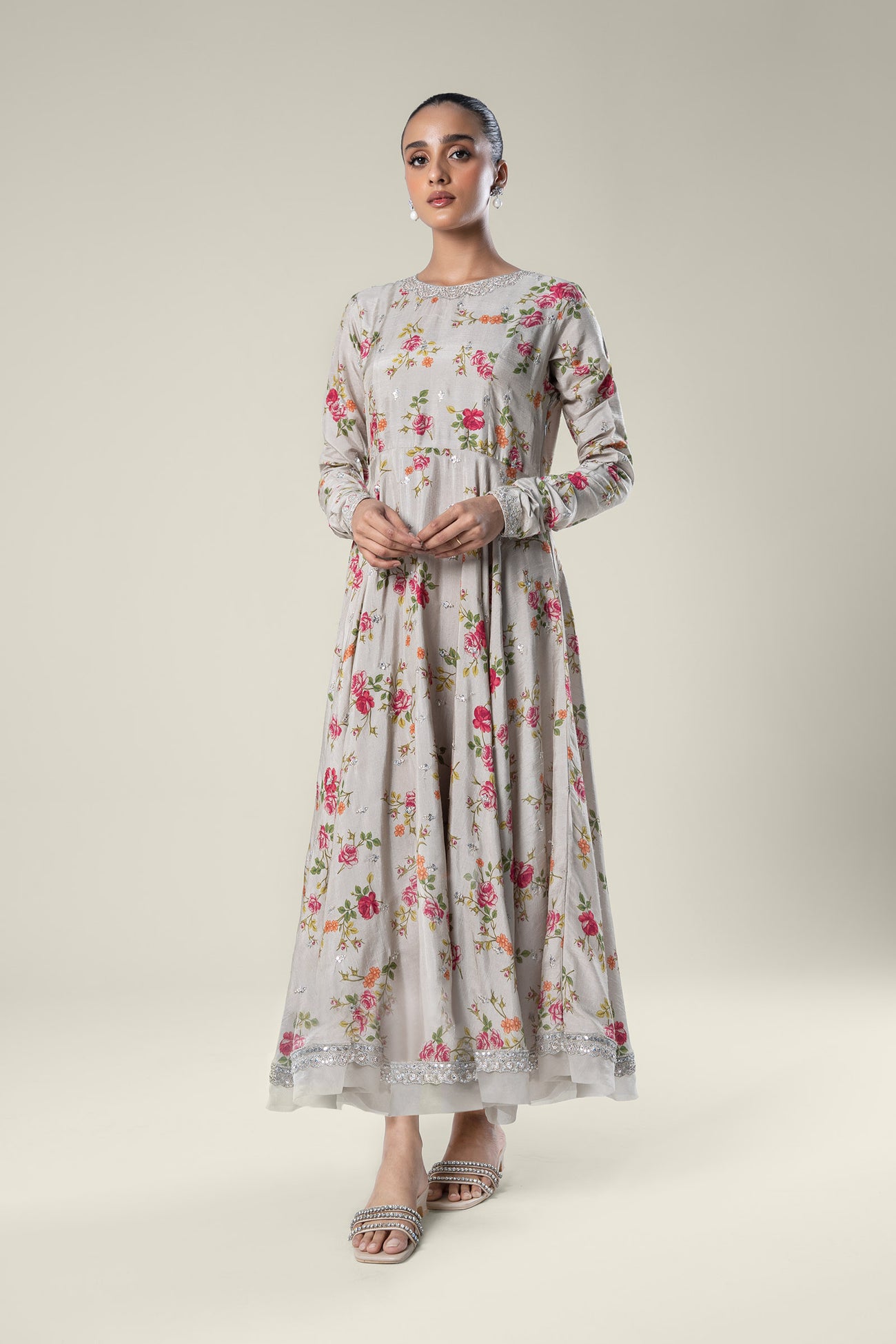 Embroidered Raw Silk Pishwas