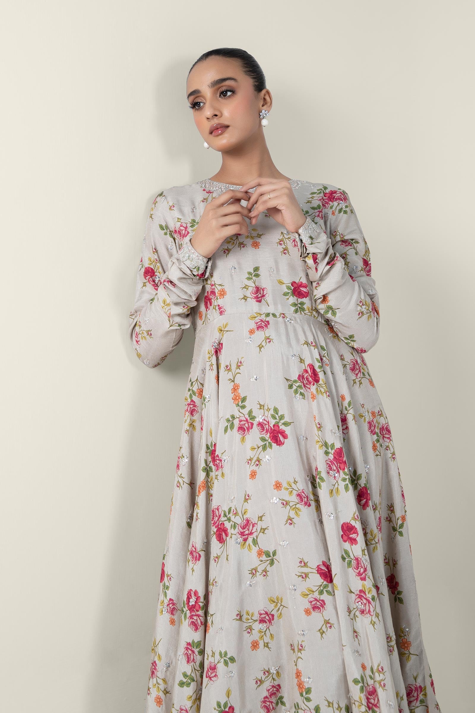 Embroidered Raw Silk Pishwas