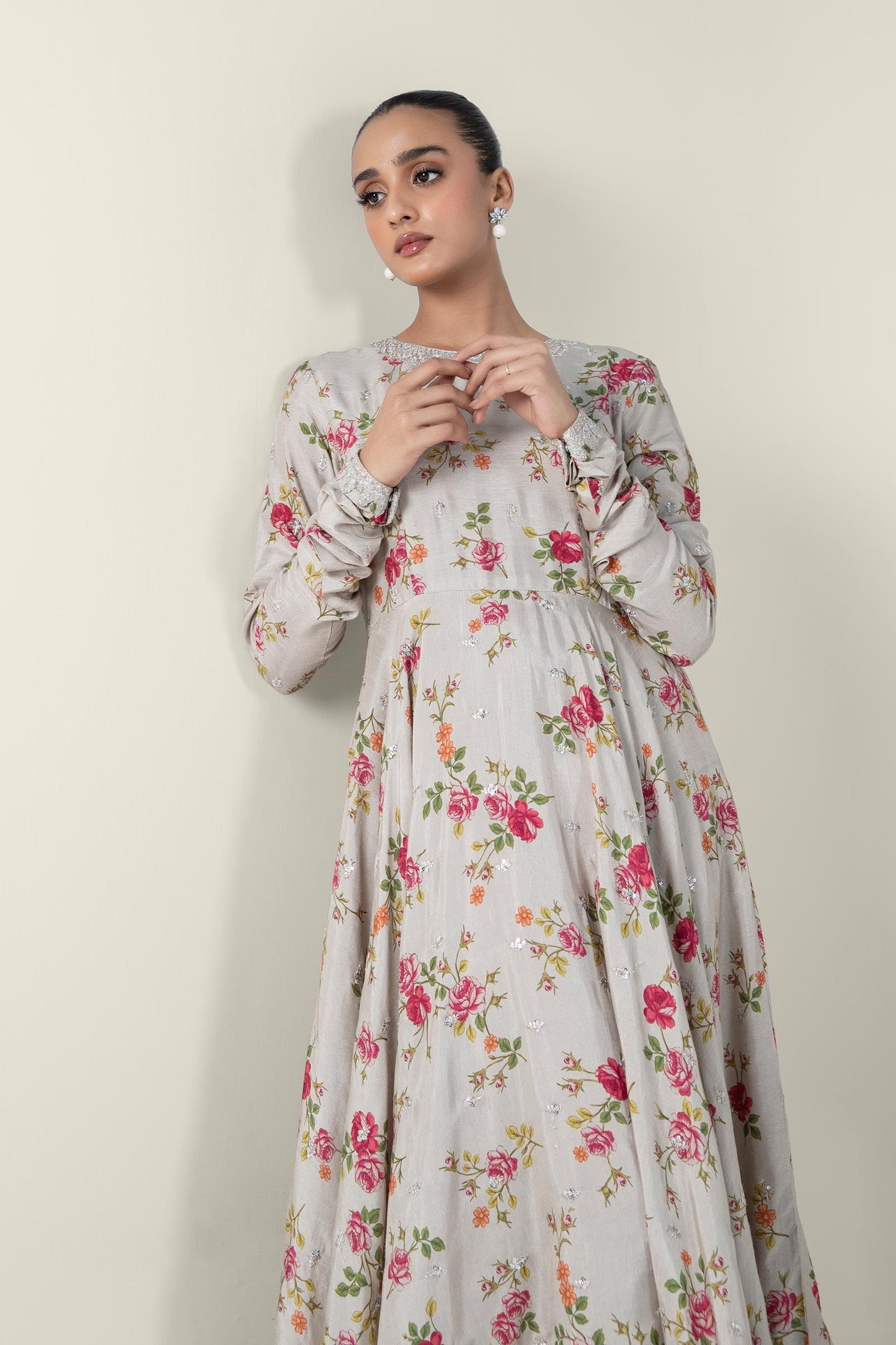 Embroidered Raw Silk Pishwas