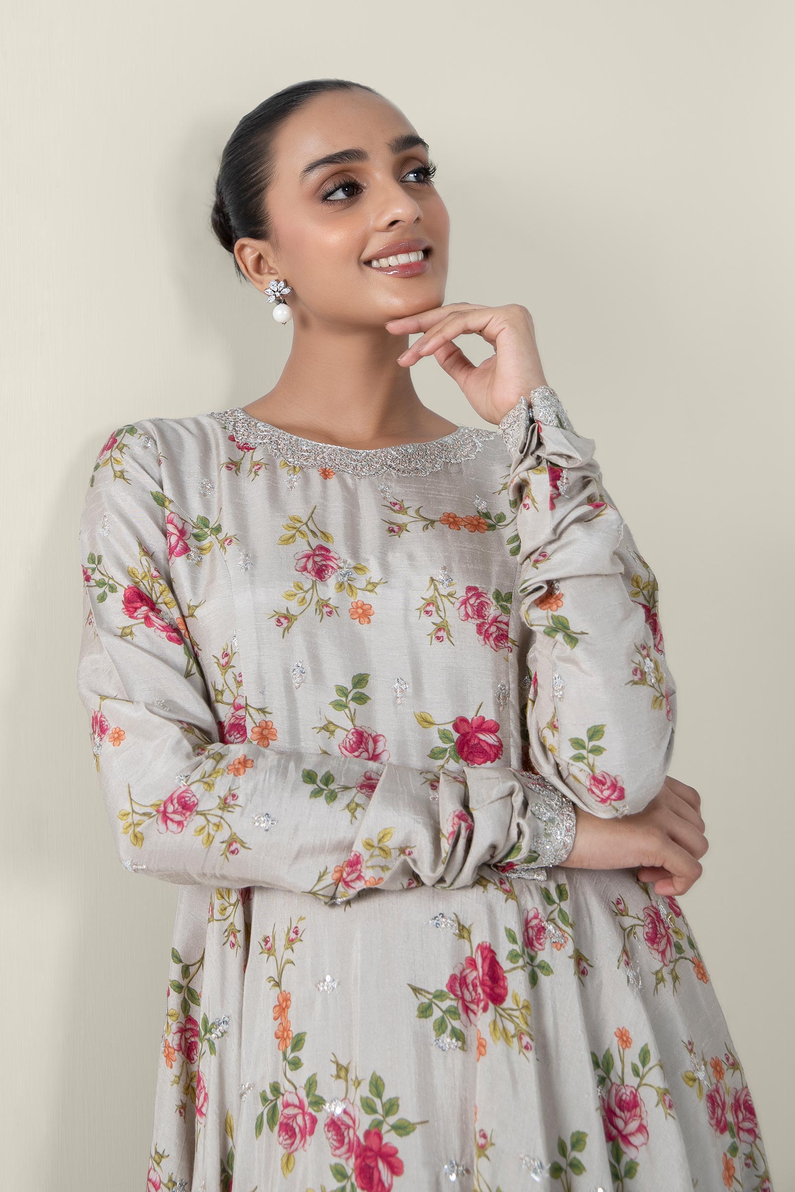 Embroidered Raw Silk Pishwas