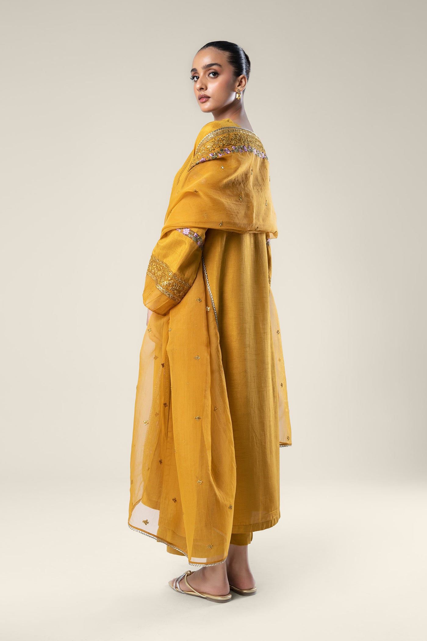 2 Pc Embroidered Raw Silk Suit