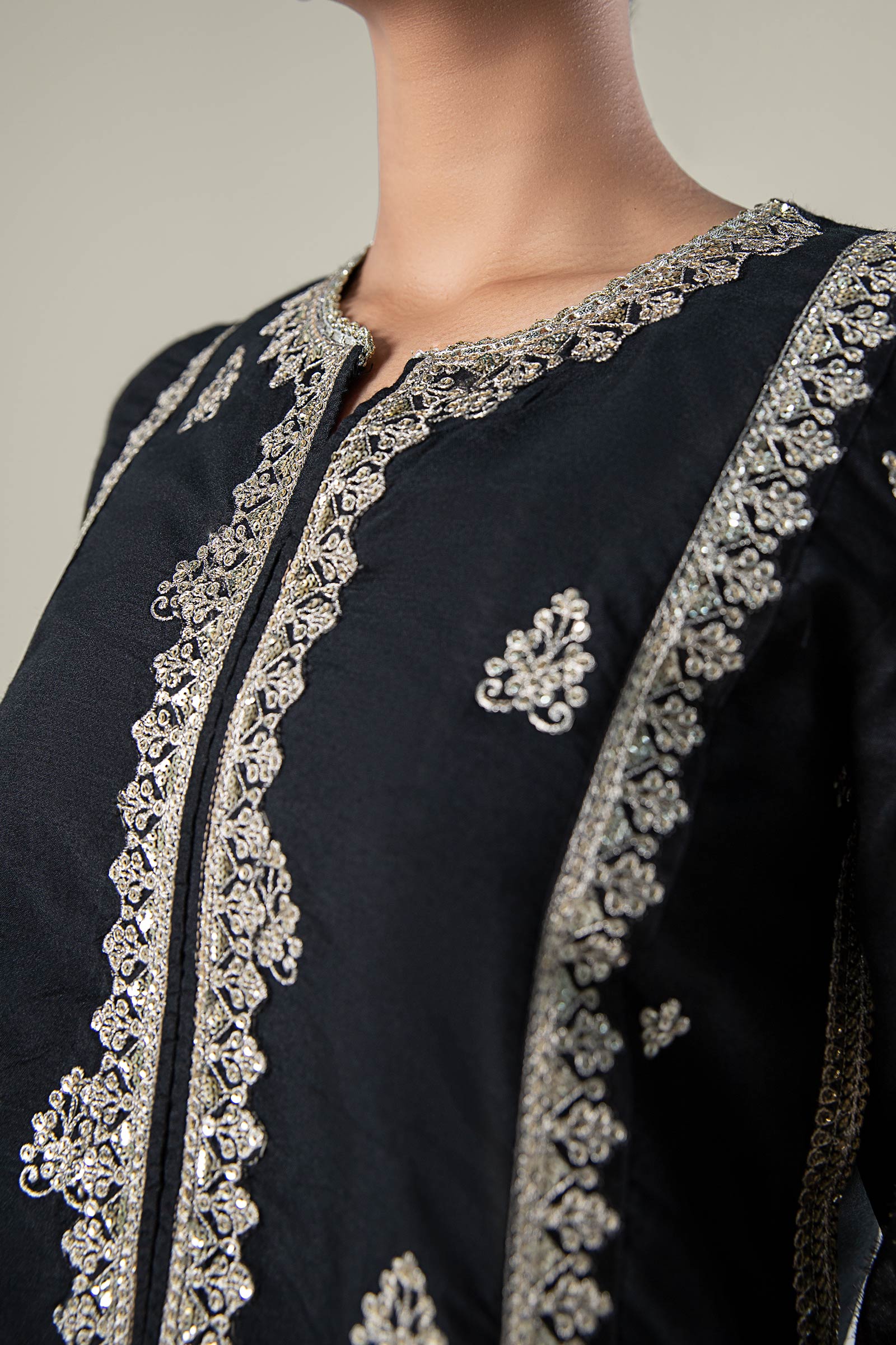 2 Pc Embroidered Khaddi Silk Suit