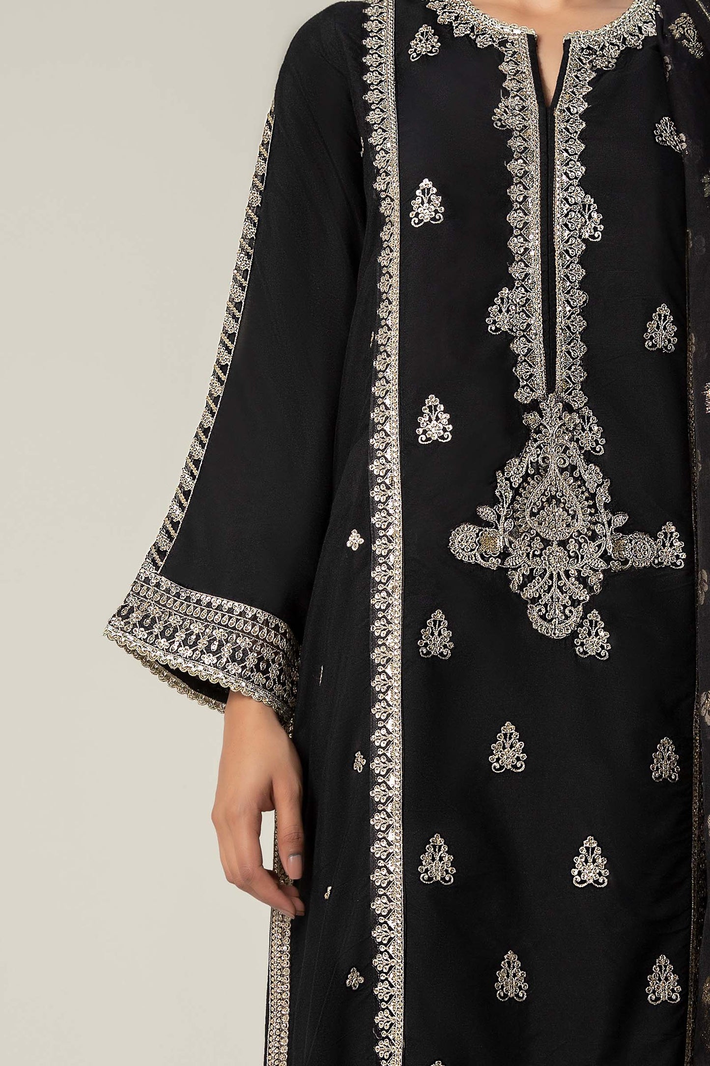 2 Pc Embroidered Khaddi Silk Suit