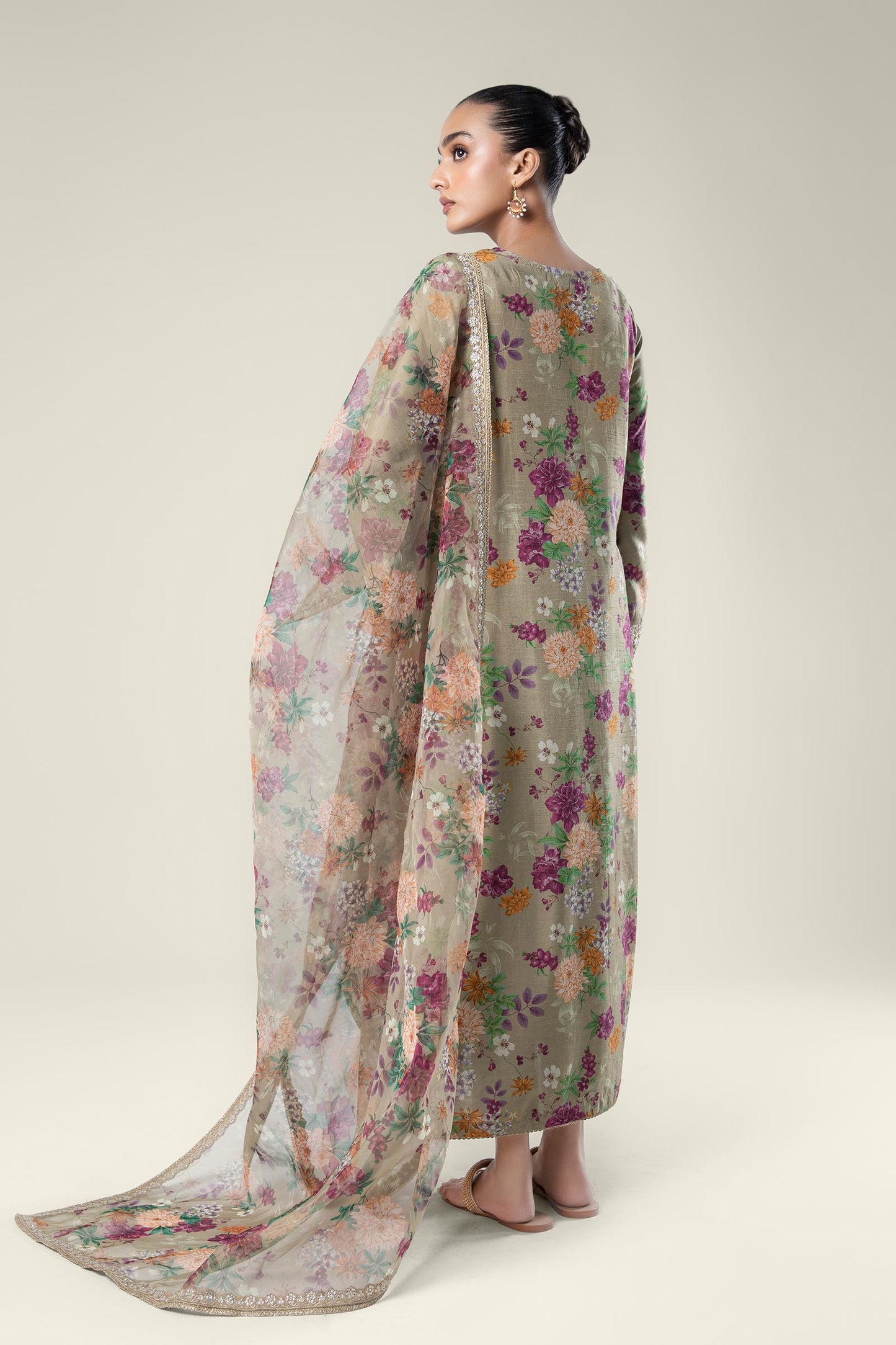 2 Pc Pinted Raw Silk Suit