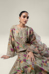 2 Pc Pinted Raw Silk Suit