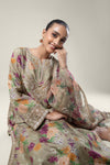 2 Pc Pinted Raw Silk Suit