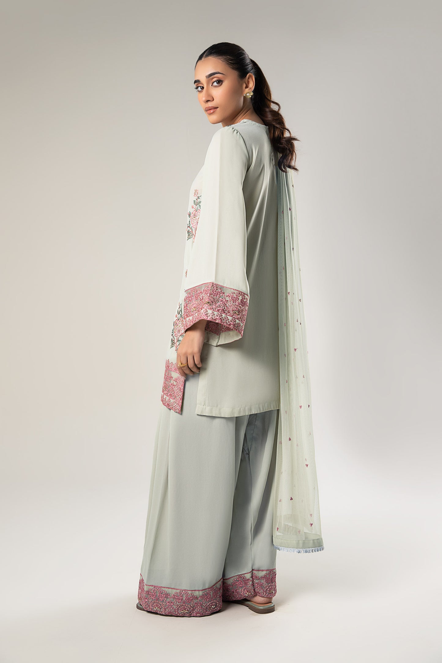 3 Pc Embroidered Chiffon Suit