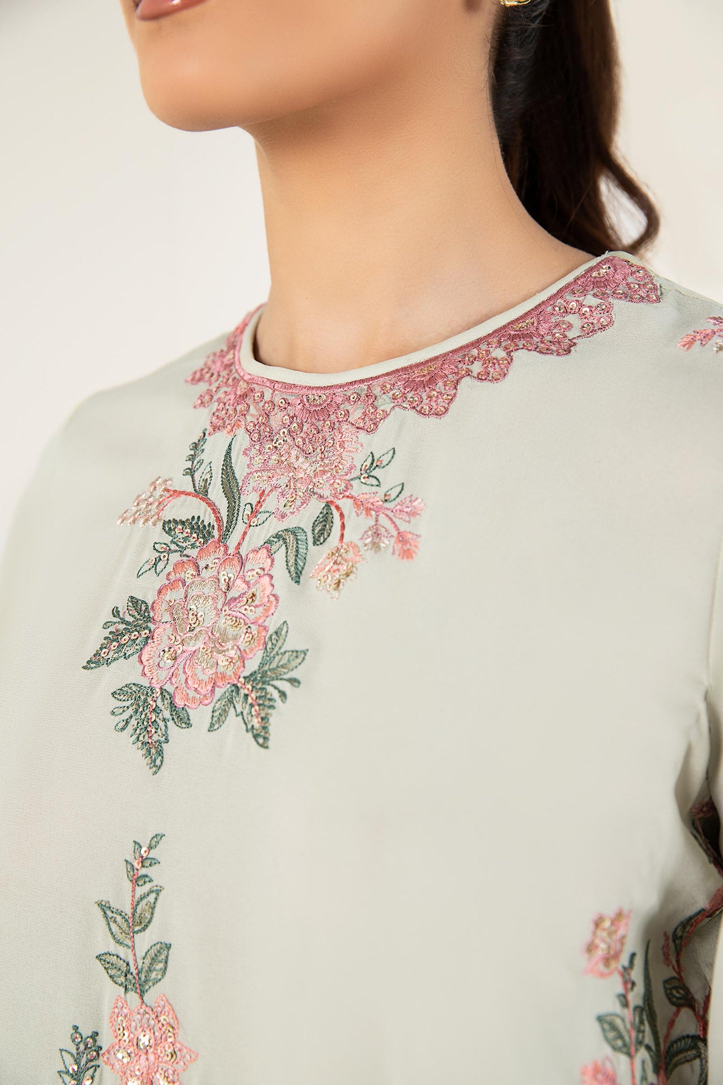 3 Pc Embroidered Chiffon Suit