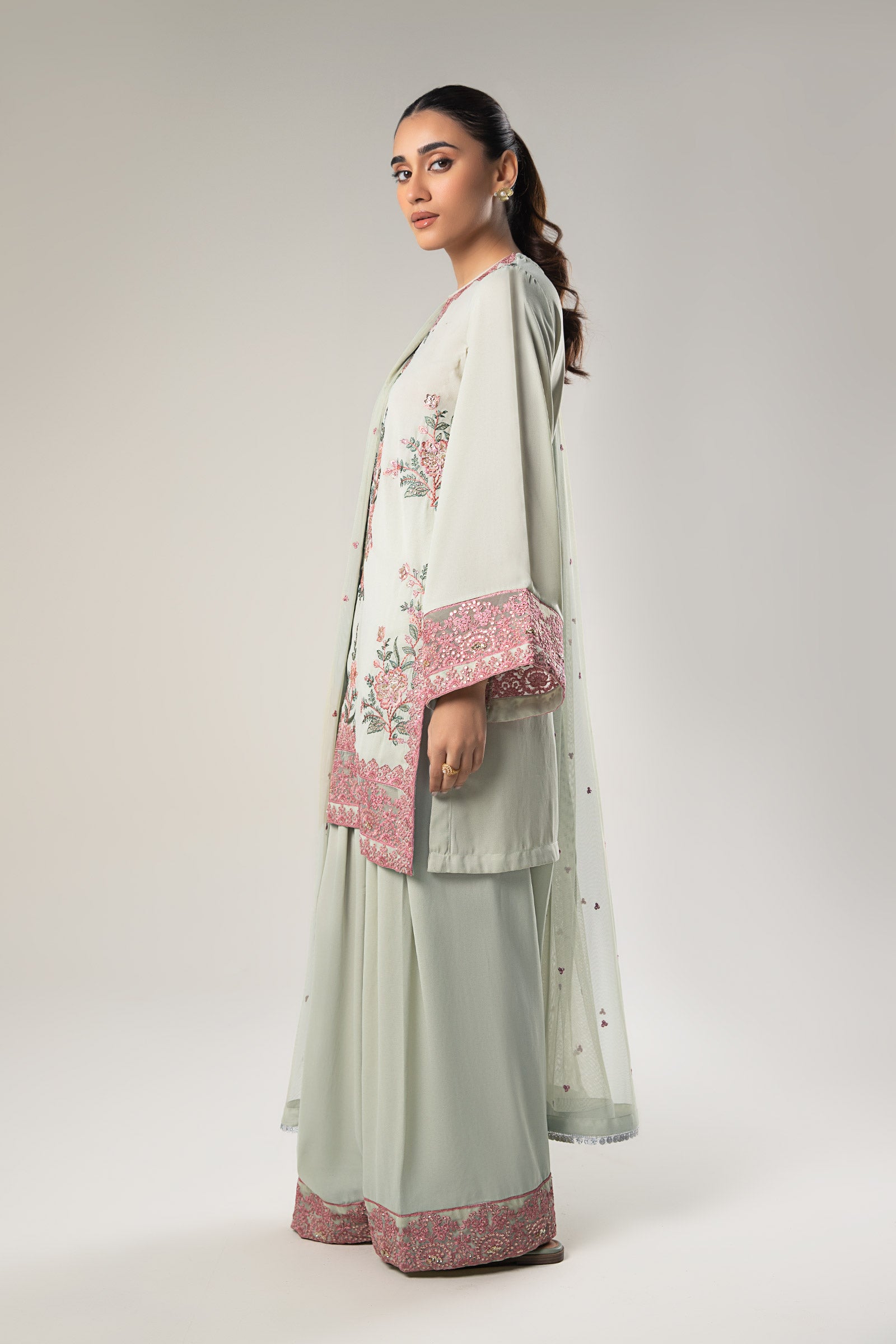 3 Pc Embroidered Chiffon Suit