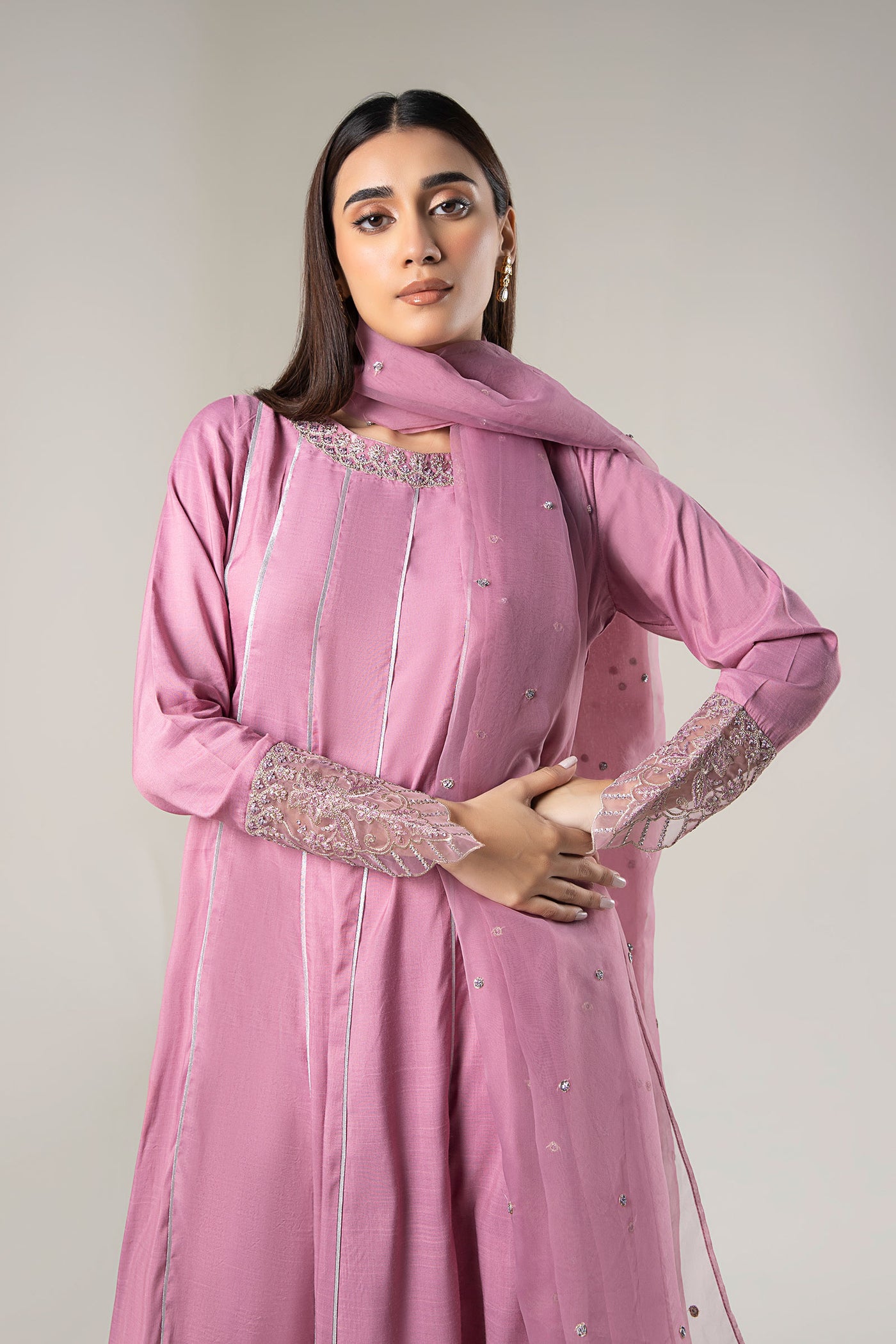 2 Pc Embroidered Raw Silk Suit