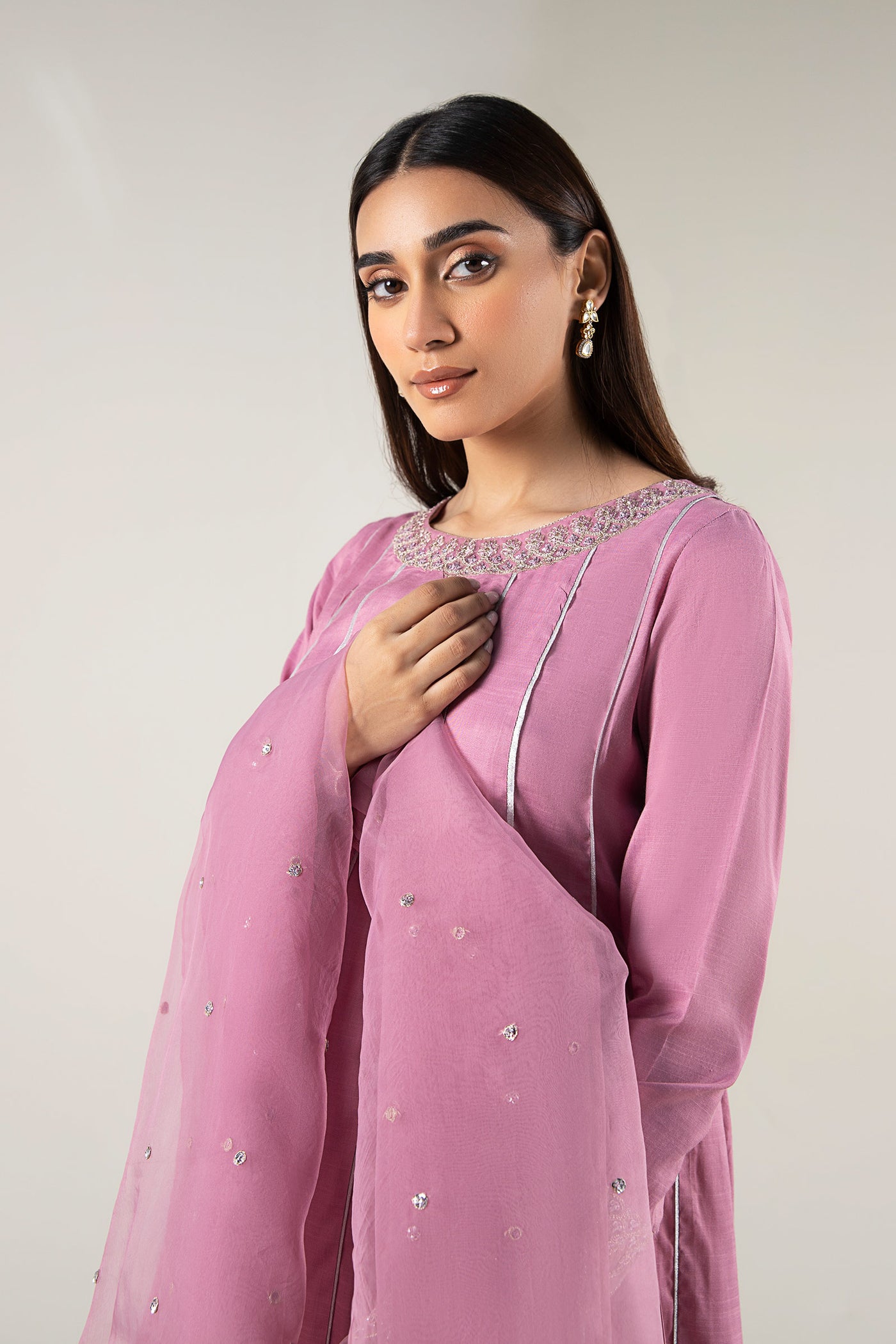 2 Pc Embroidered Raw Silk Suit