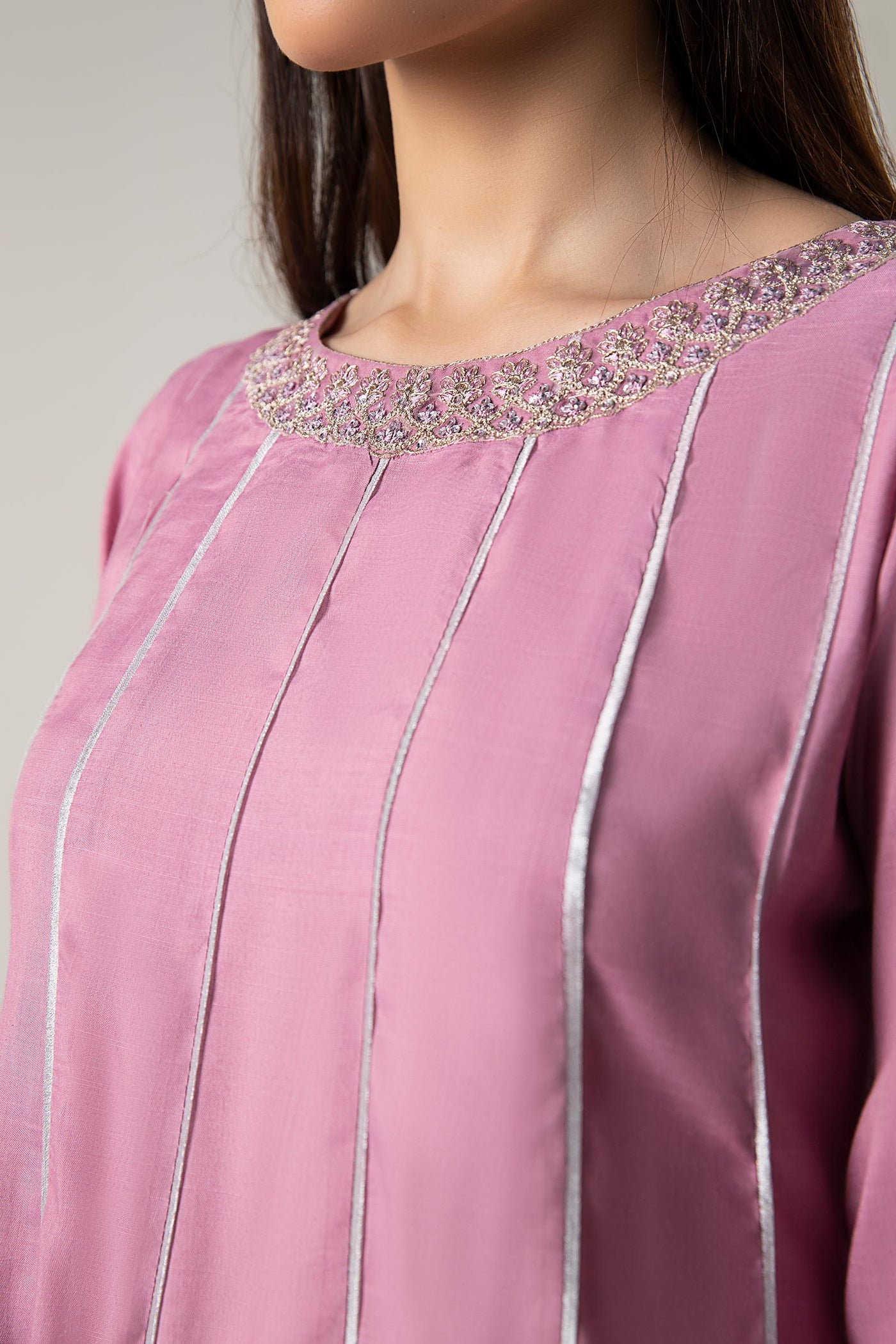 2 Pc Embroidered Raw Silk Suit