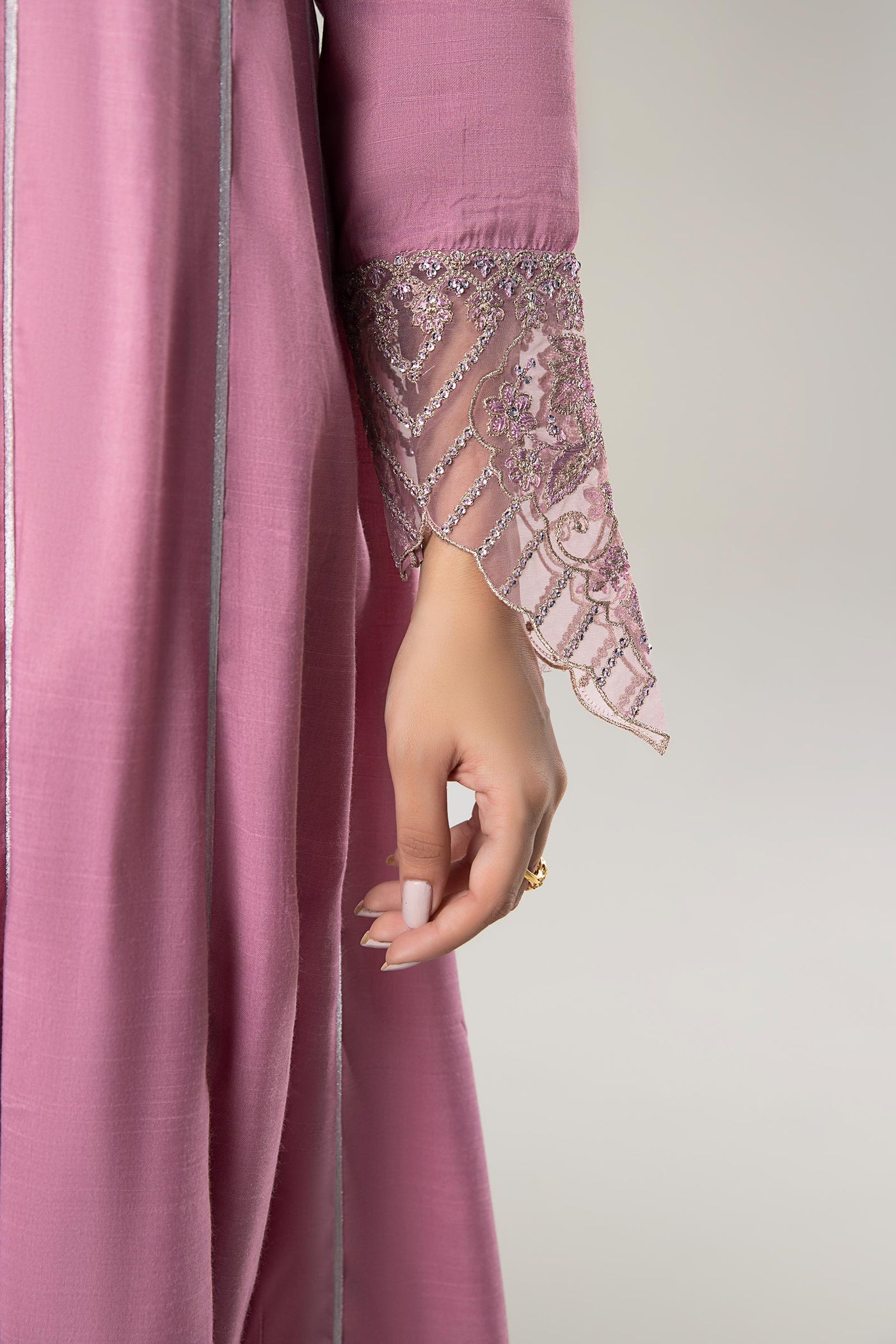 2 Pc Embroidered Raw Silk Suit