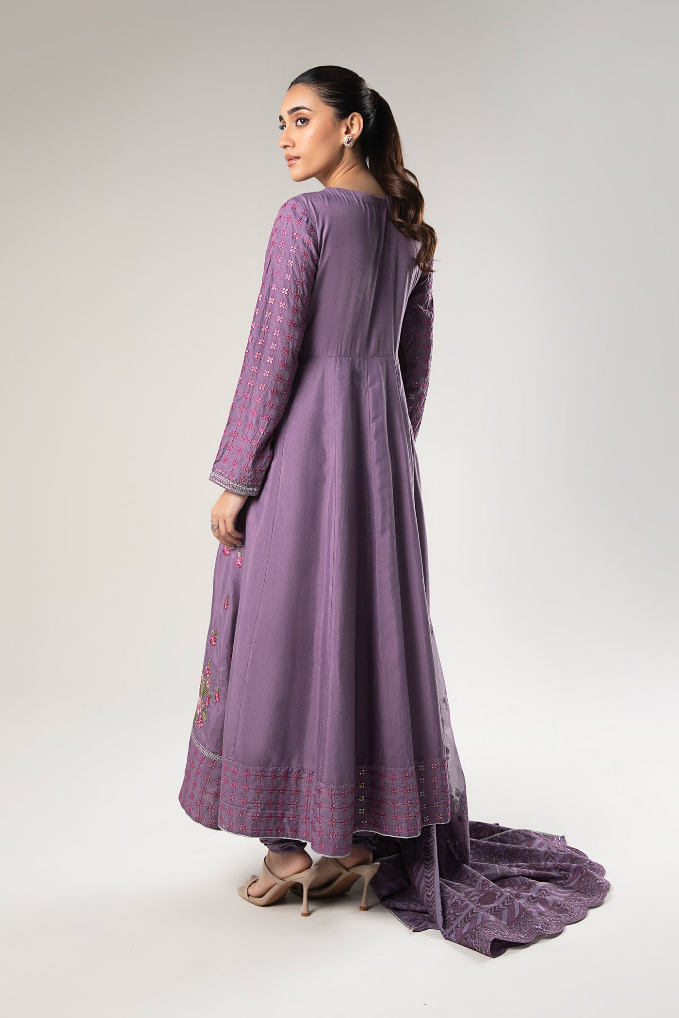 2 Pc Embroidered Raw Silk Suit