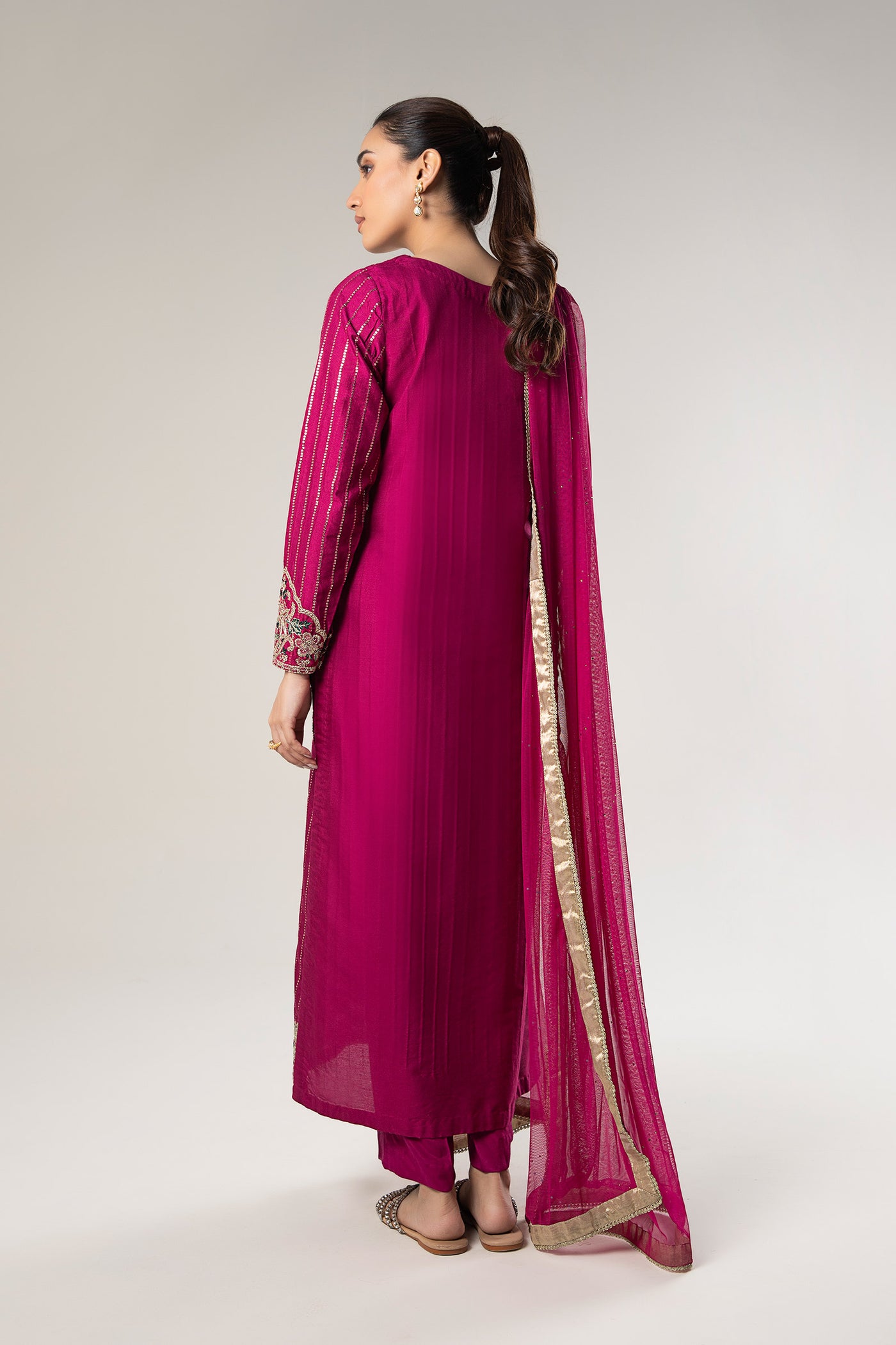 2 Pc Embroidered Khaddi Silk Suit