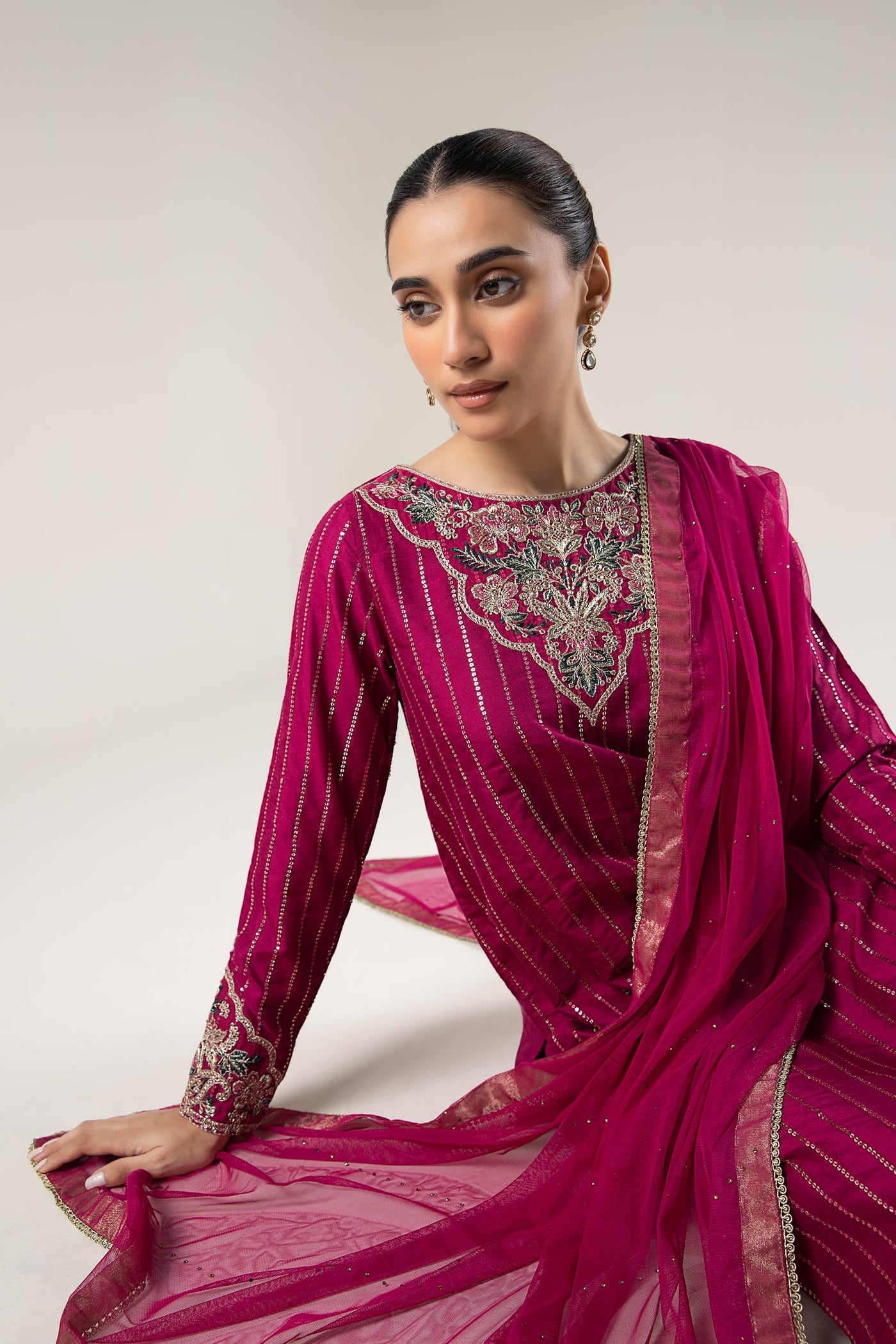 2 Pc Embroidered Khaddi Silk Suit