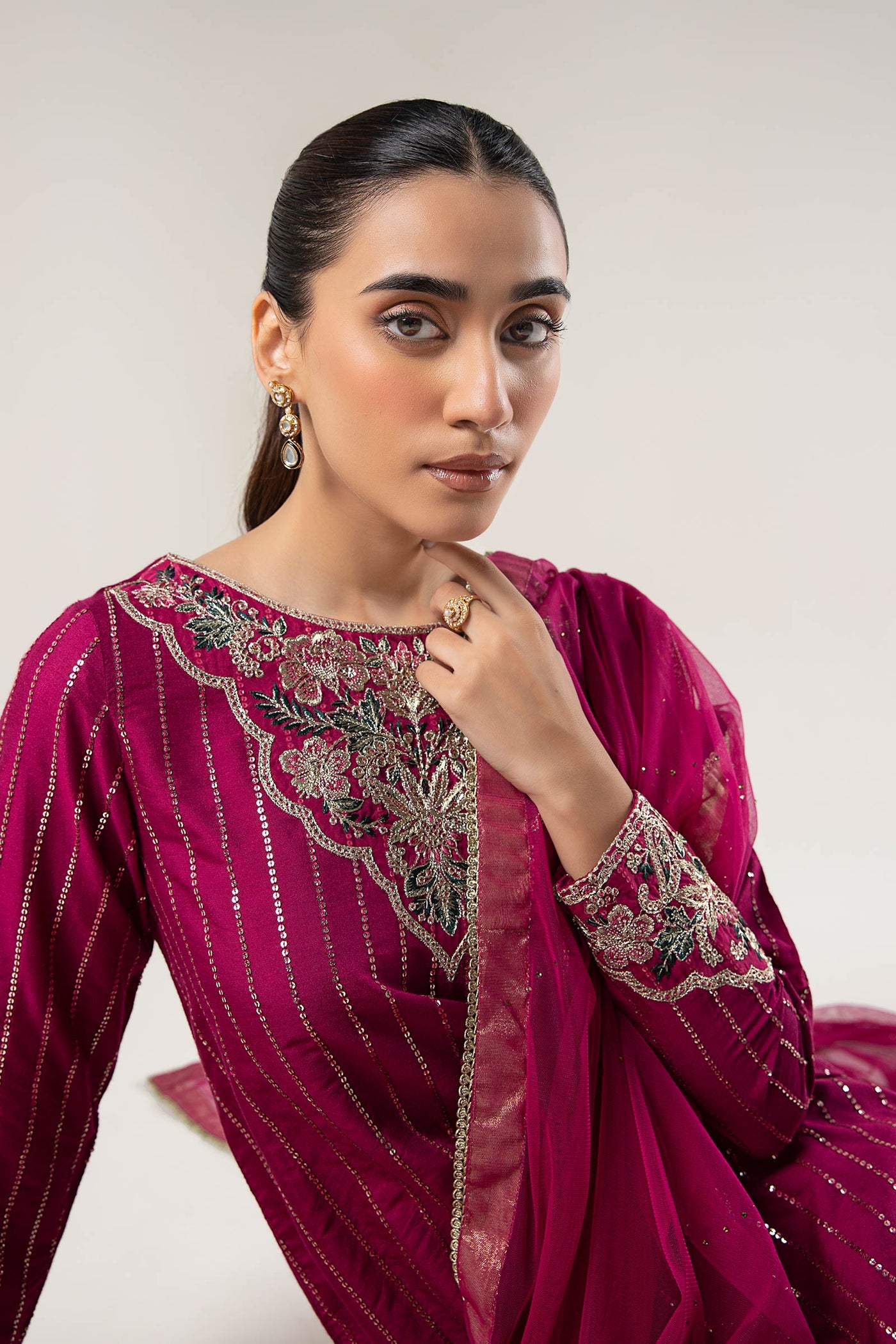 2 Pc Embroidered Khaddi Silk Suit