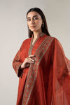 3 Pc Embroidered Raw Silk Suit